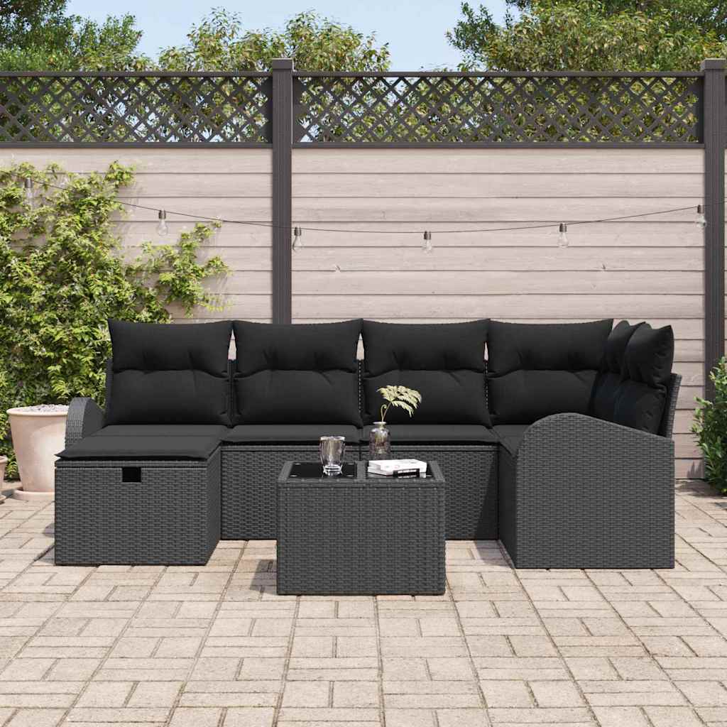 Garden Sofa Set 7 pcs Black 234 x 124 x 85 cm Poly rattan