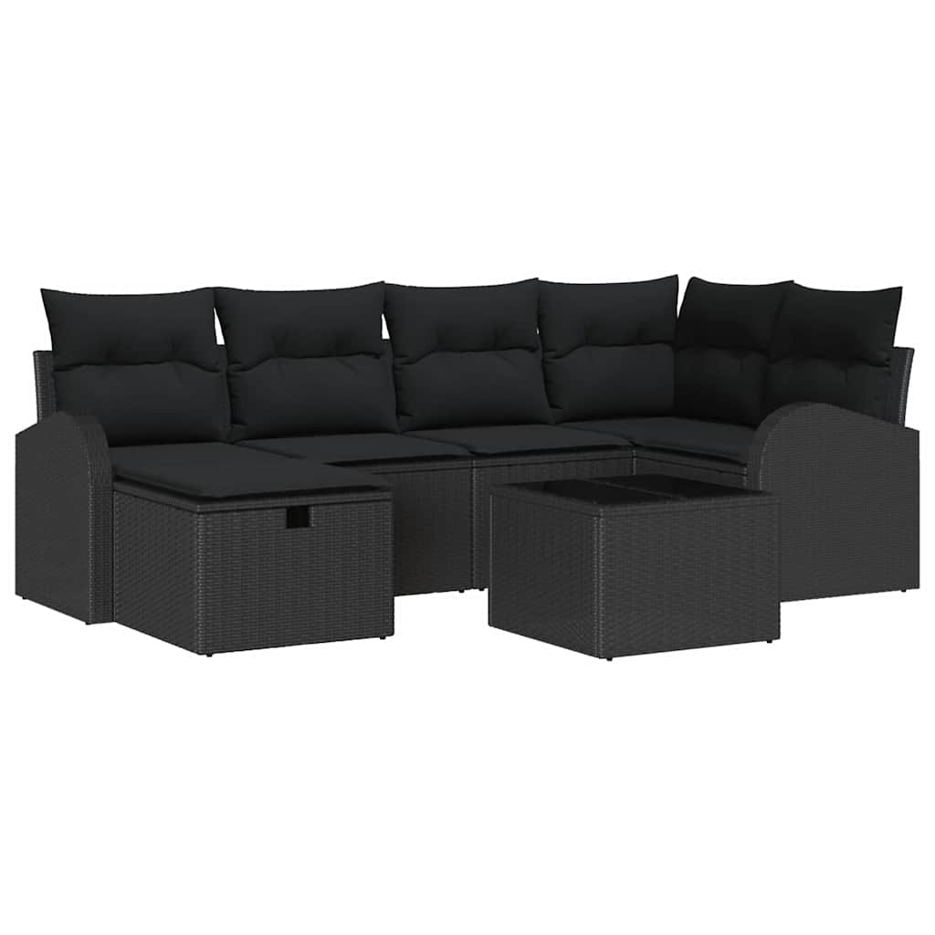 Garden Sofa Set 7 pcs Black 234 x 124 x 85 cm Poly rattan