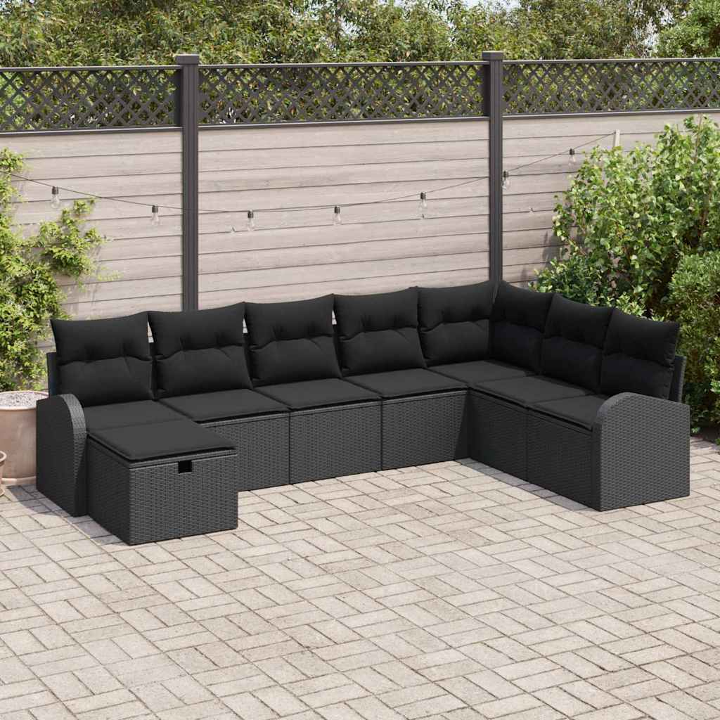 Garden Sofa Set 8 pcs Black 289 x 179 x 85 cm Poly rattan