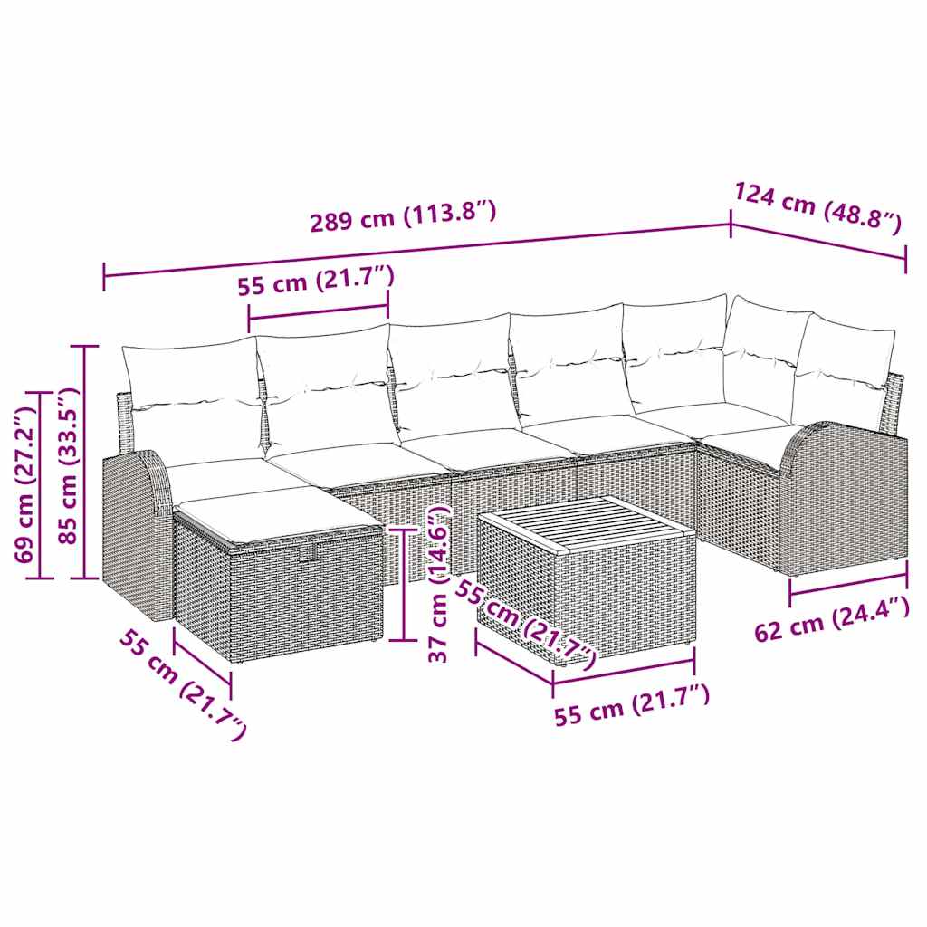 Garden Sofa Set with Cushion 8 pcs Black Poly rattan