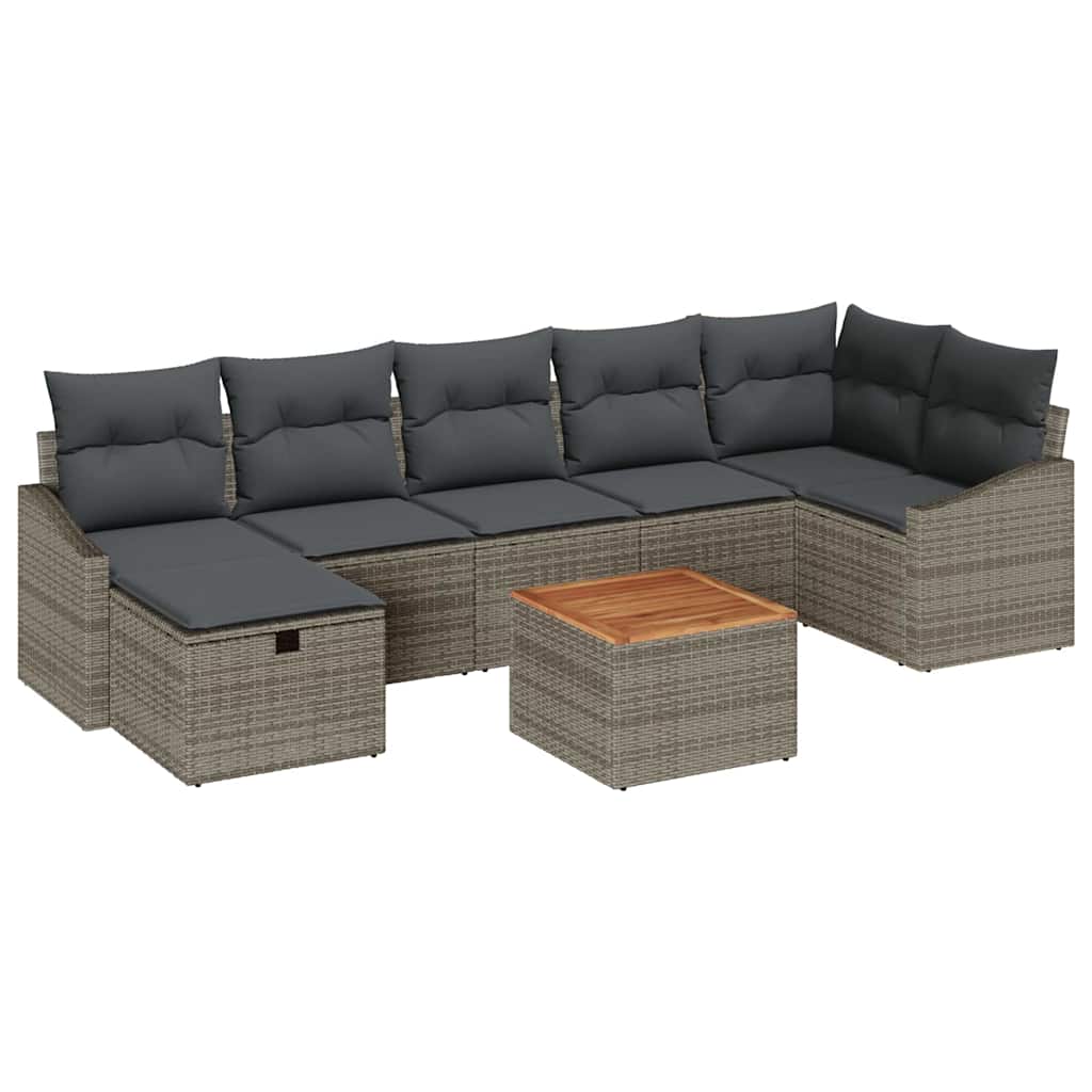 Garden Sofa Set with Cushion 8 pcs Grey Poly rattan