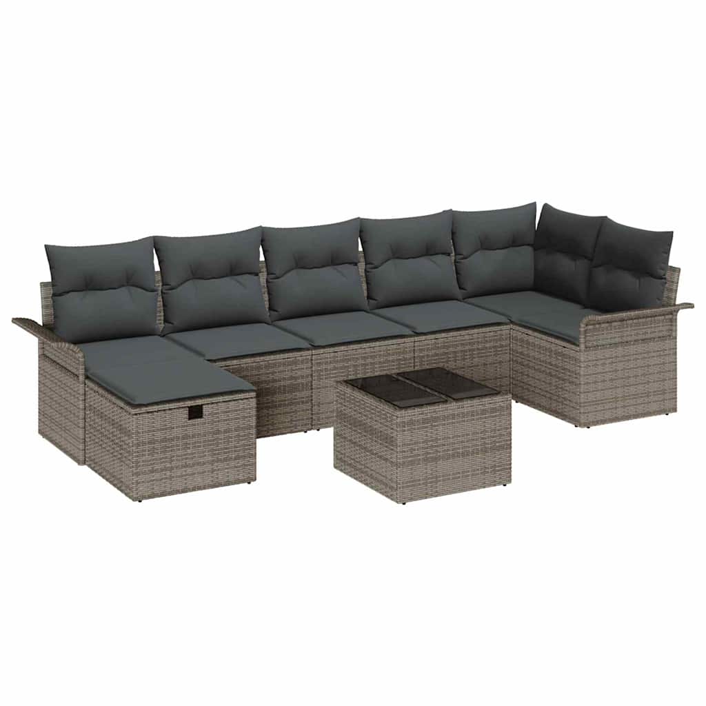 Garden Sofa Set with Cushion 8 pcs Grey Poly rattan