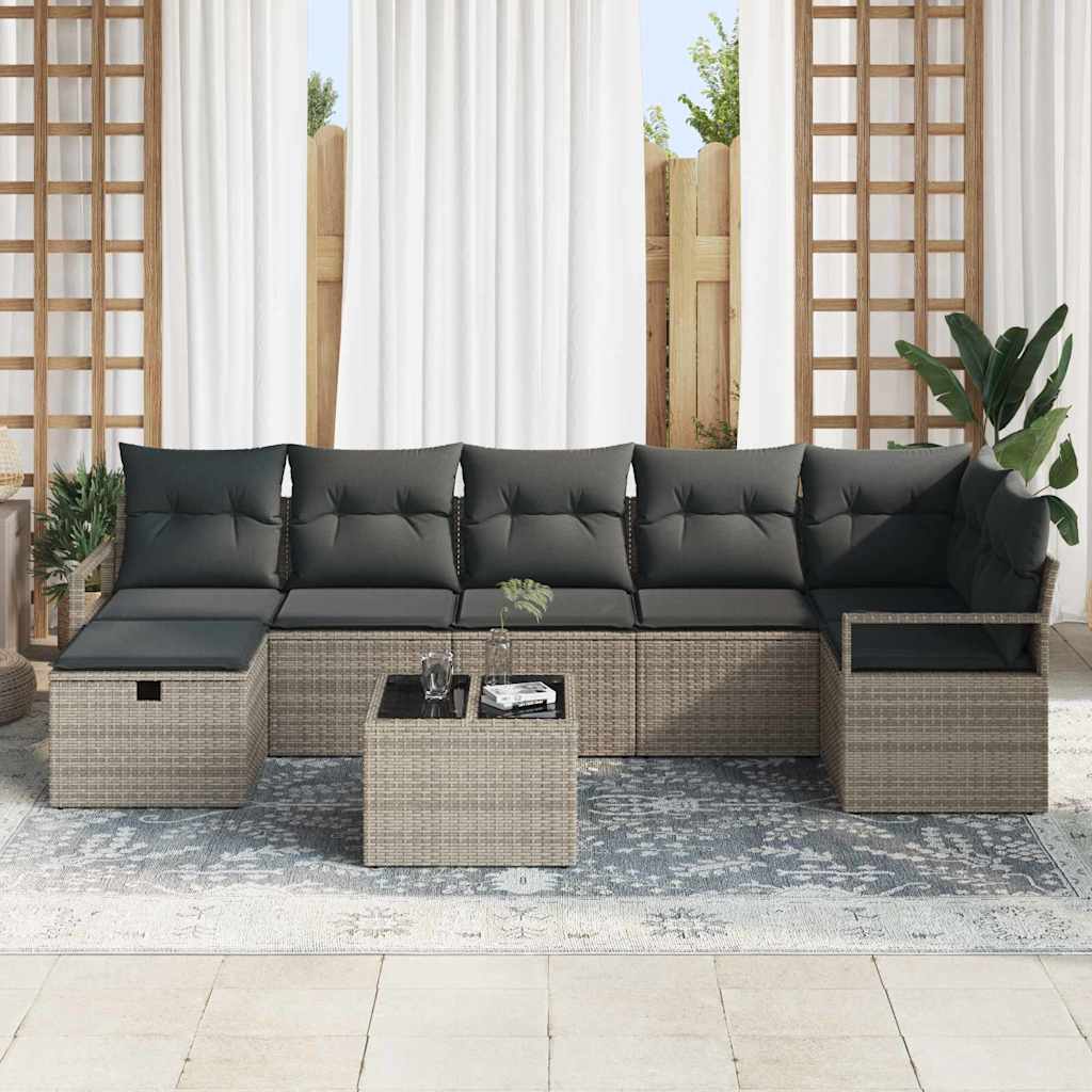 Garden Sofa Set with Cushion 8 pcs Grey Poly rattan