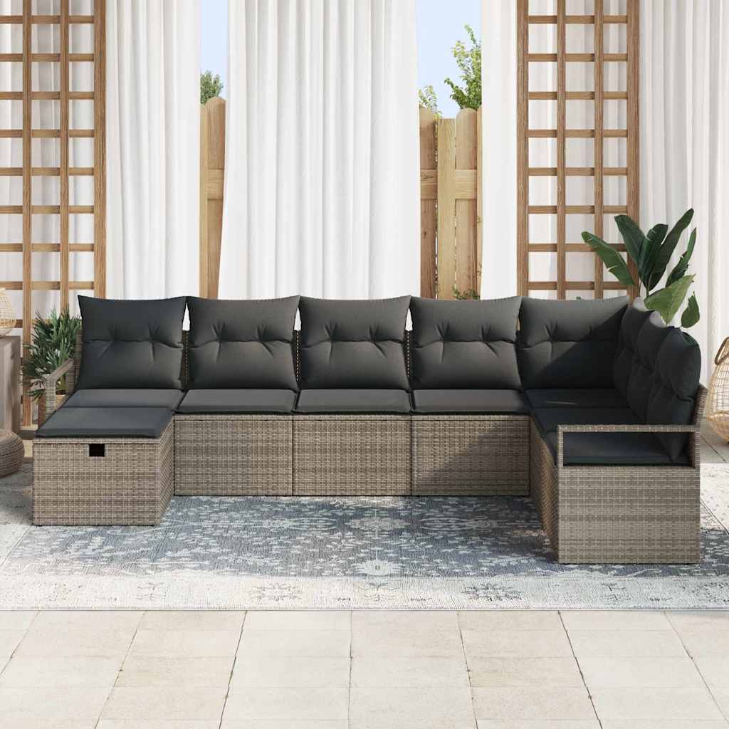 Garden Sofa Set 8 pcs Grey Poly rattan