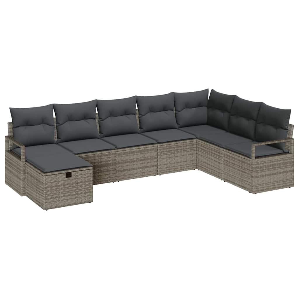 Garden Sofa Set 8 pcs Grey Poly rattan