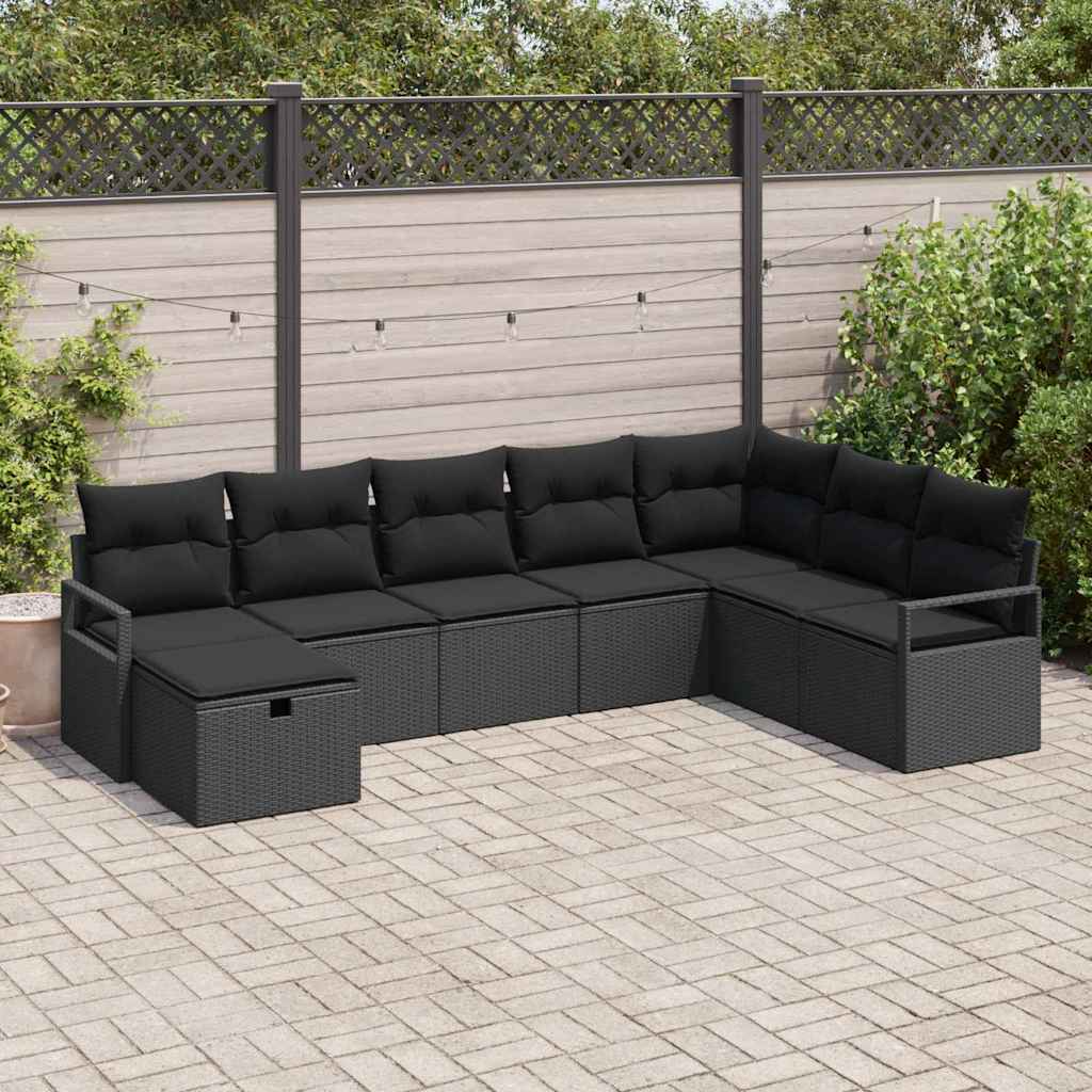 Garden Sofa Set 8 pcs Black Poly rattan