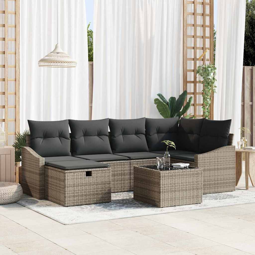 Garden Sofa Set 7 pcs Grey 55 x 62 x 69 cm Poly rattan