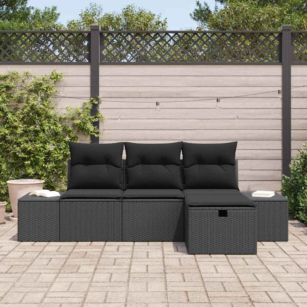 Sofa Set with Cushion 4 pcs Poly Rattan