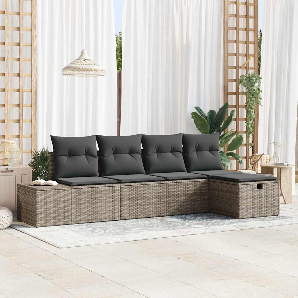 Garden Sofa Set 5 pcs Grey 55 x 62 x 69 cm Poly rattan