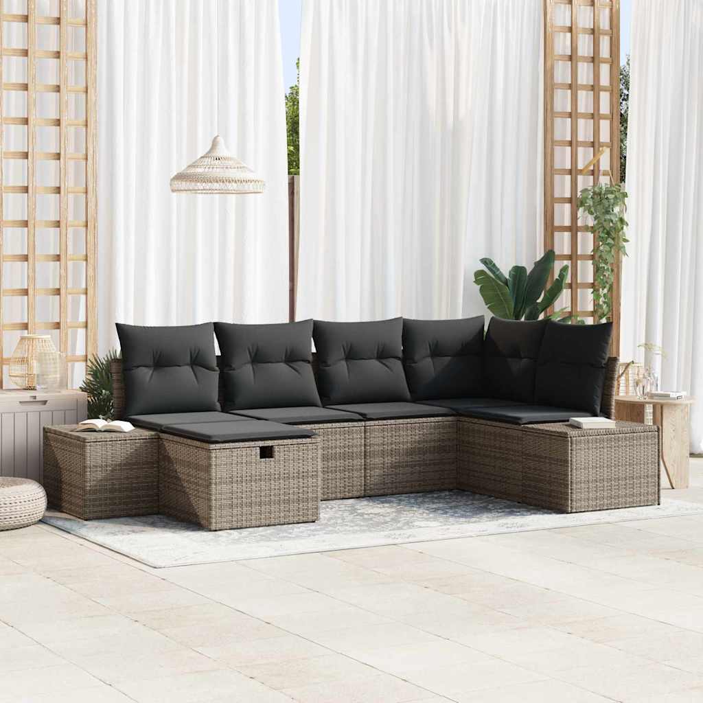 Garden Sofa Set 6 pcs Grey 55 x 62 x 69 cm Poly rattan