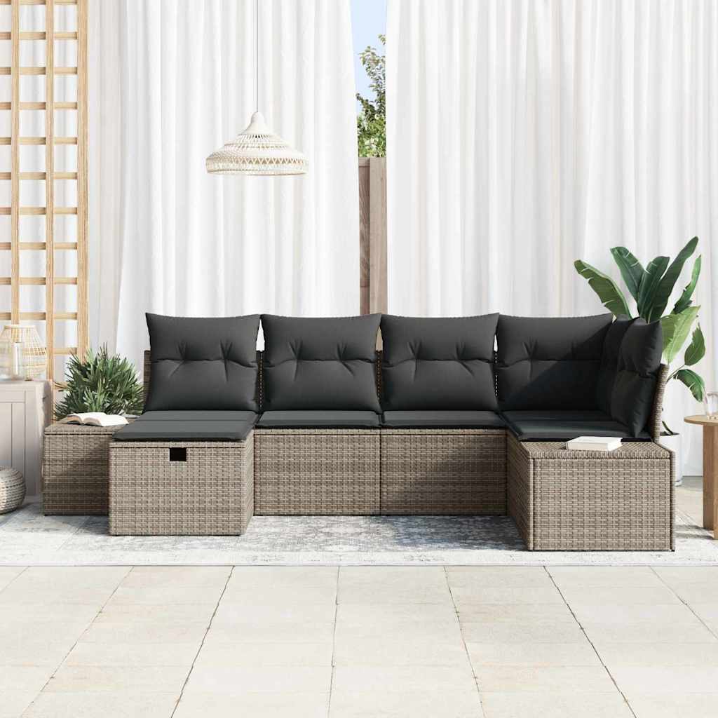Garden Sofa Set 6 pcs Grey 55 x 62 x 69 cm Poly rattan
