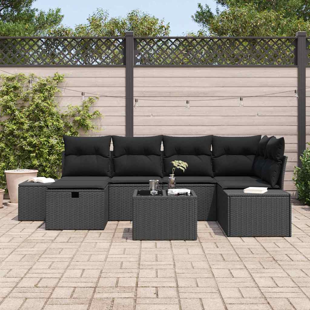 Garden Sofa Set 7 pcs Black 55 x 62 x 69 cm Poly rattan