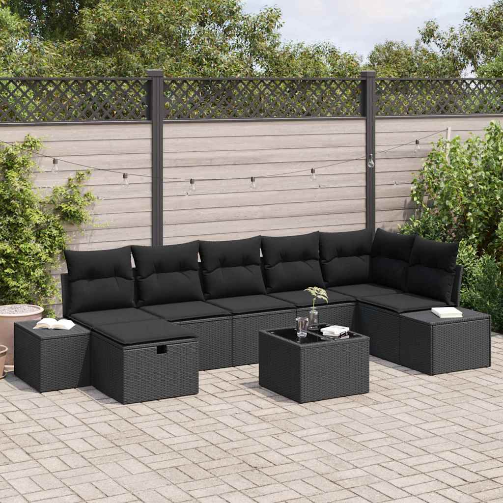 Garden Sofa Set 8 pcs Black 55 x 62 x 69 cm Poly rattan