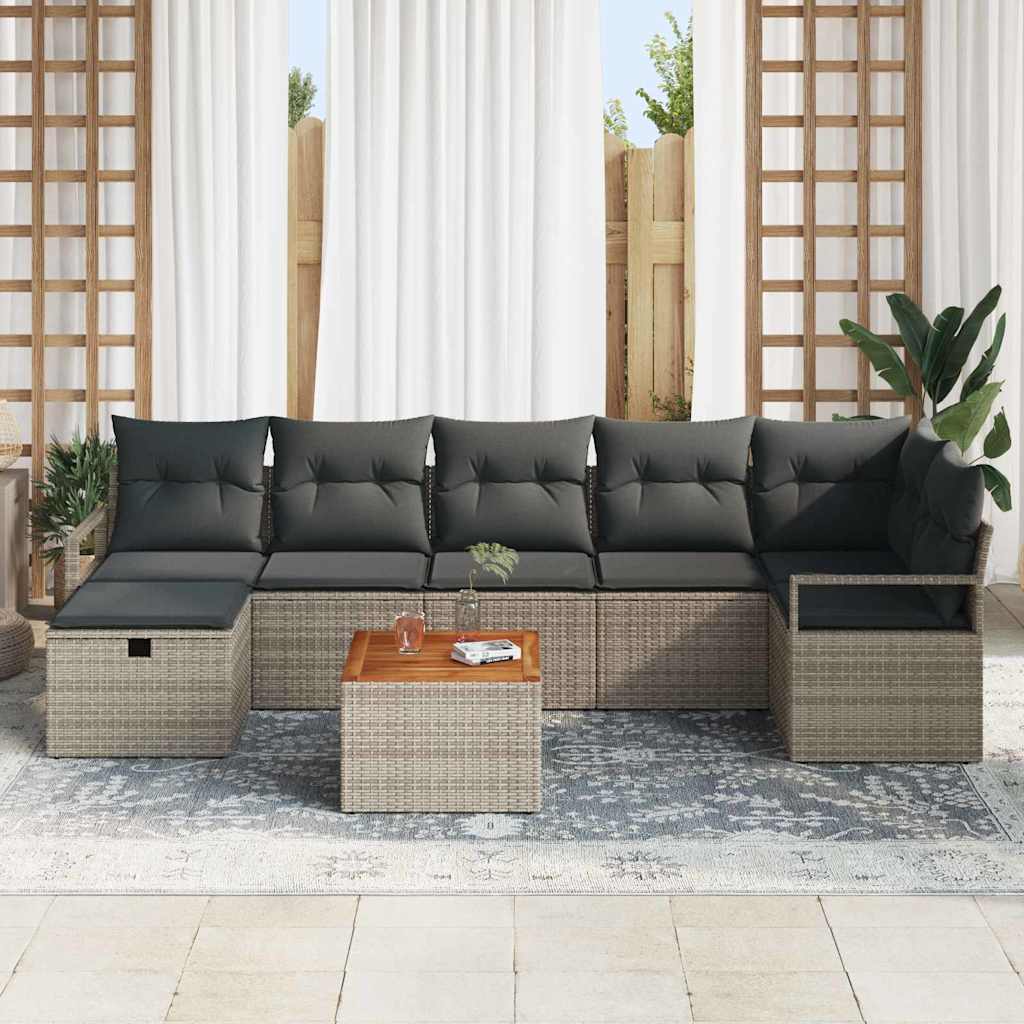 Garden Sofa Set with Cushion 8 pcs Grey Poly rattan