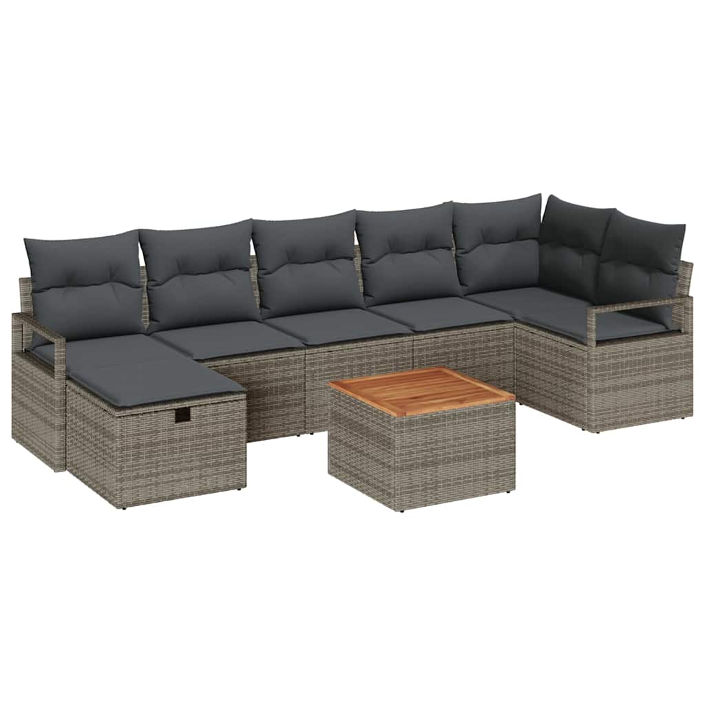 Garden Sofa Set with Cushion 8 pcs Grey Poly rattan
