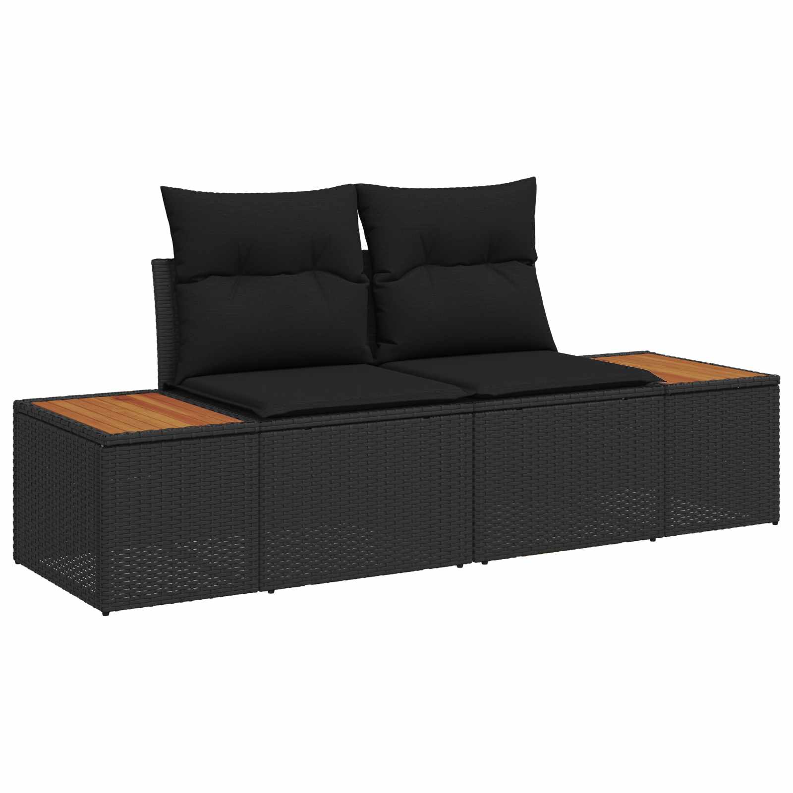 Garden Sofa Set with Pillow 9 pcs Black Poly rattan