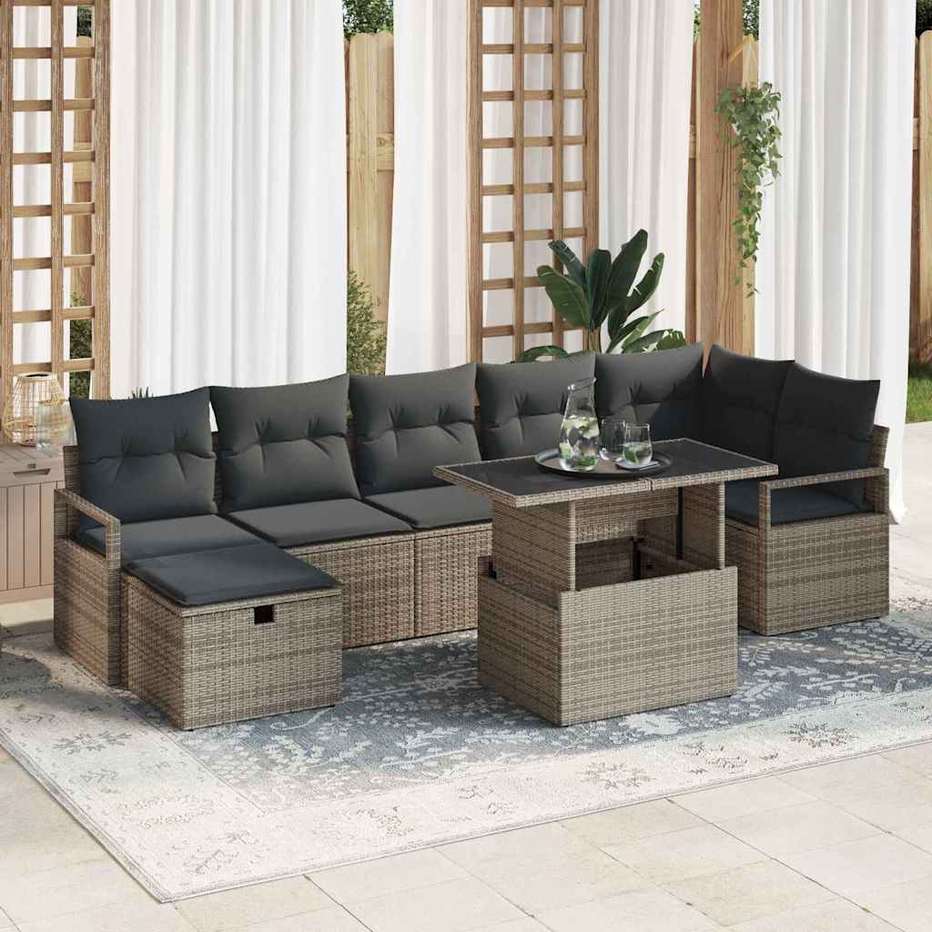 Garden Sofa Set with Cushion 8 pcs Grey Poly rattan