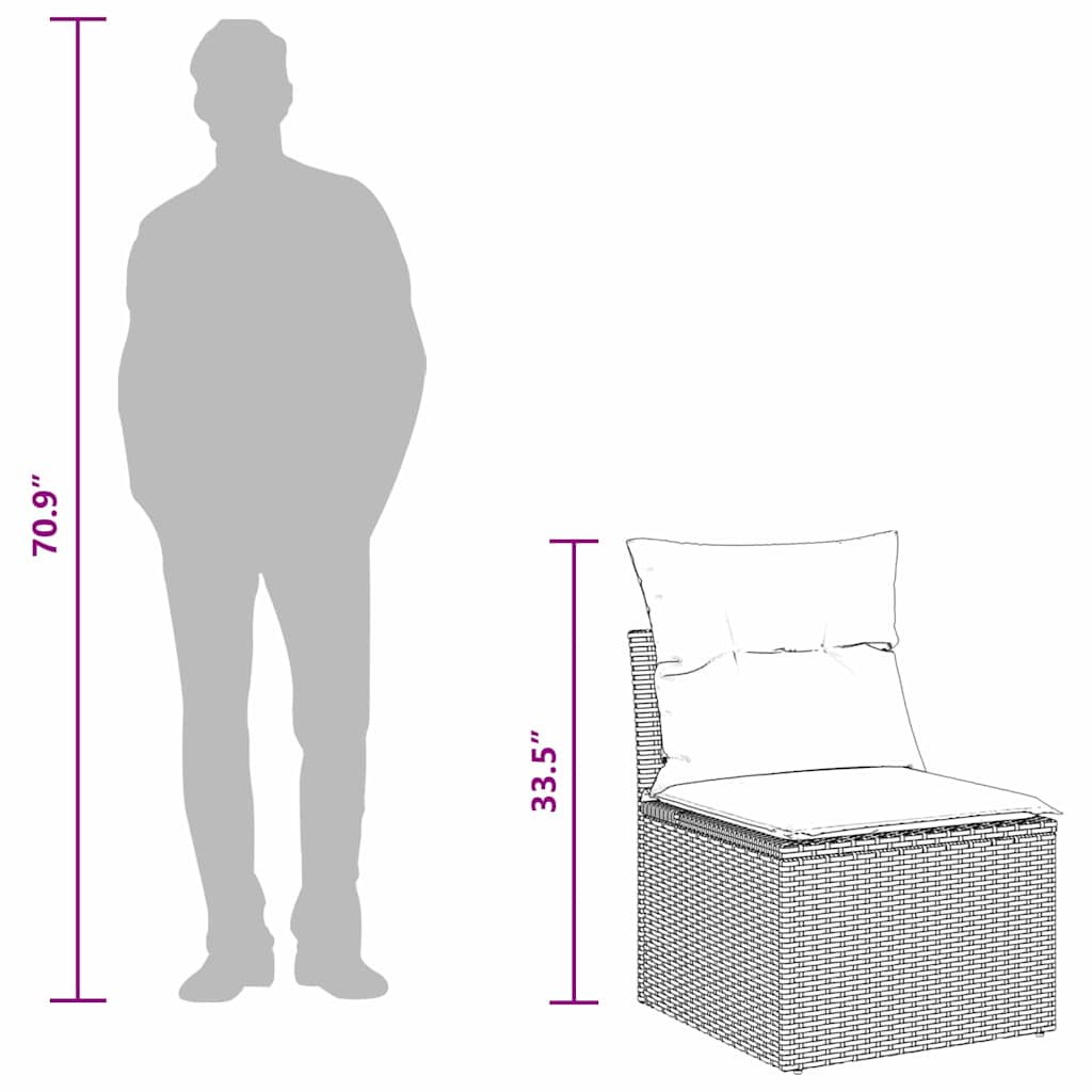 Garden Sofa Set Height-Adjustable 11 pcs Black Poly Rattan