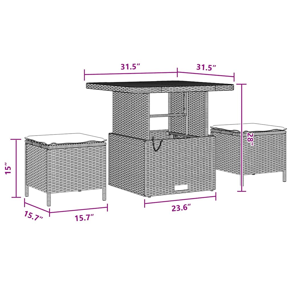 Garden Sofa Set Height-Adjustable 9 pcs Black Poly Rattan