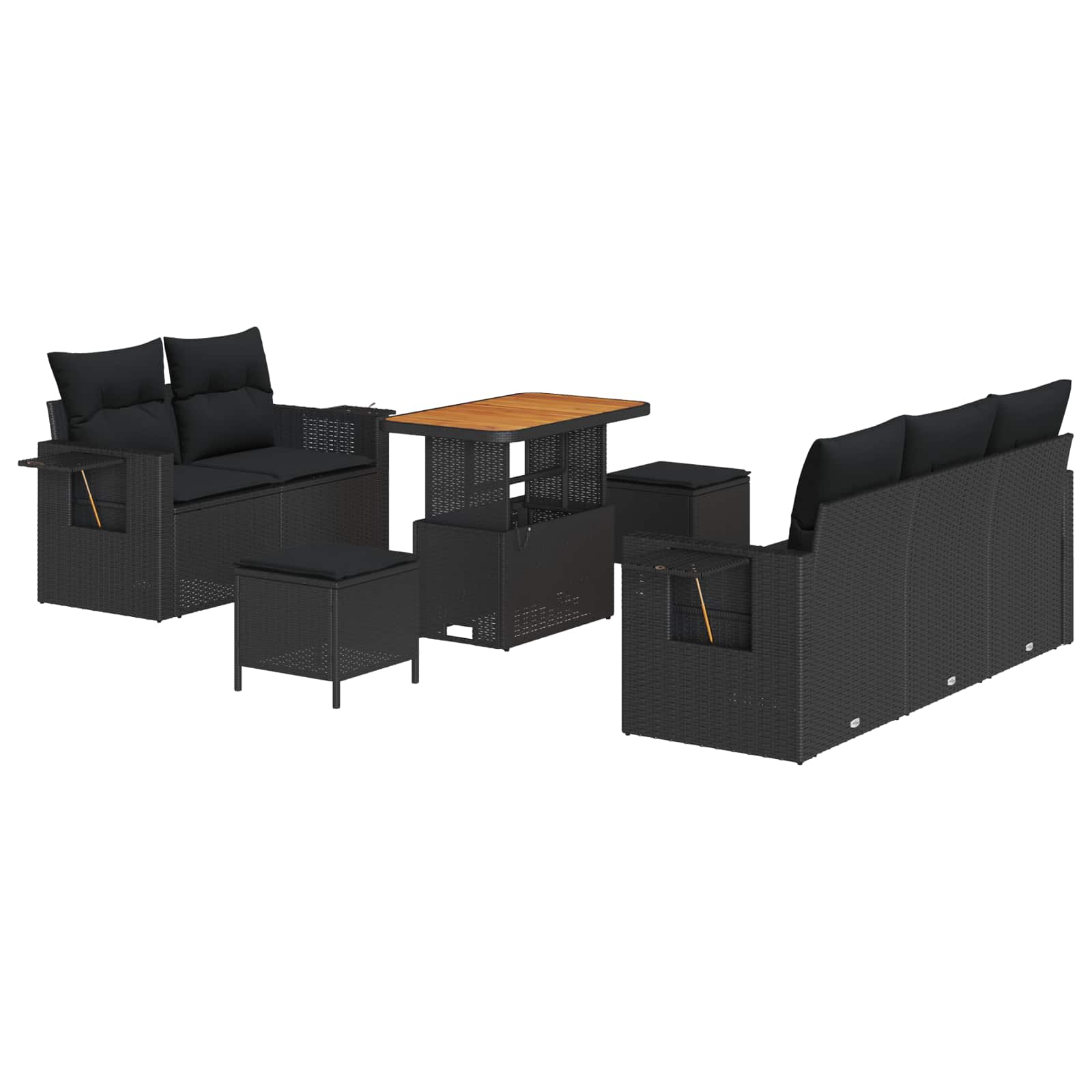Garden Sofa Set with Cushion 8 pcs Black Poly Rattan