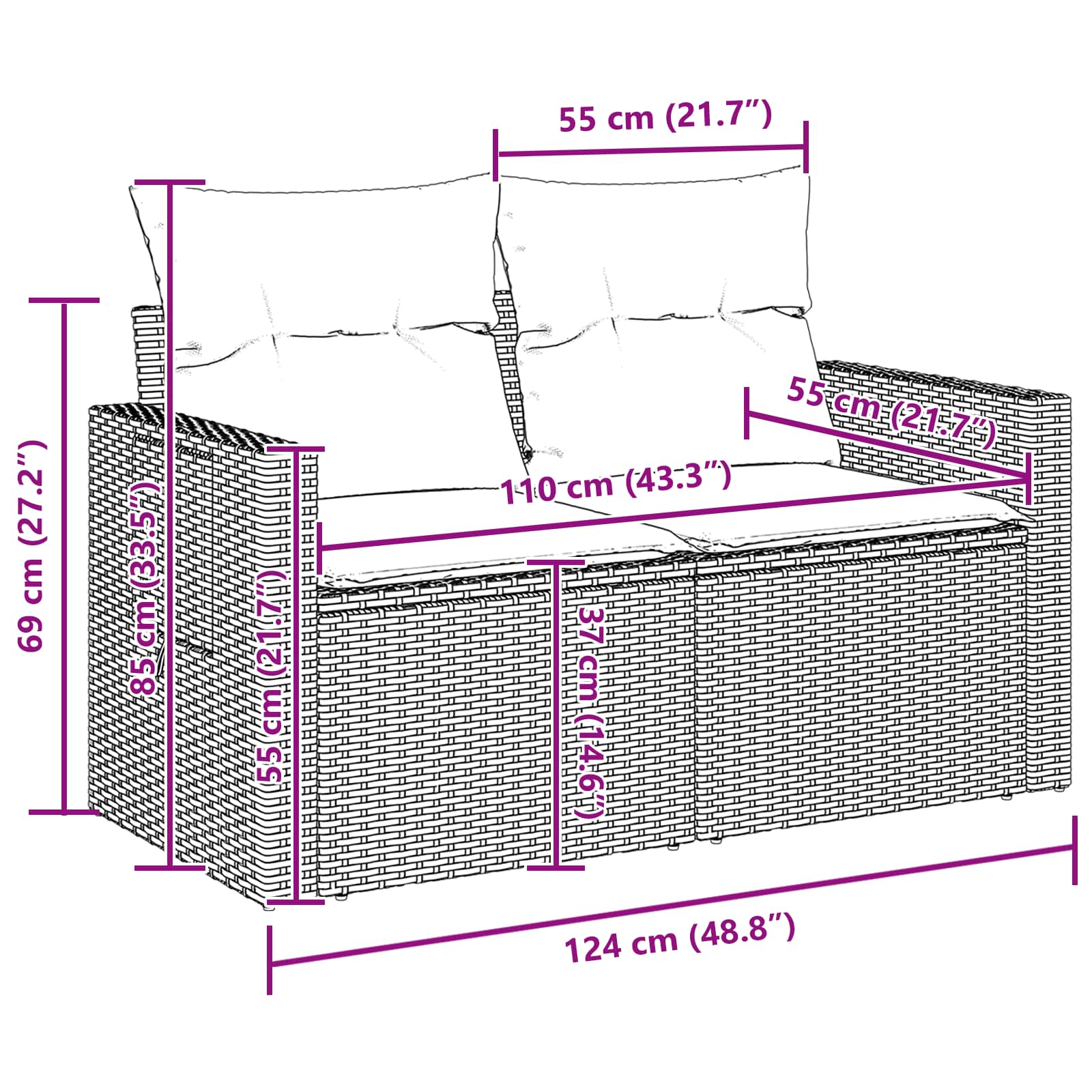 Garden Sofa Set with Storage 11 pcs Black Poly rattan