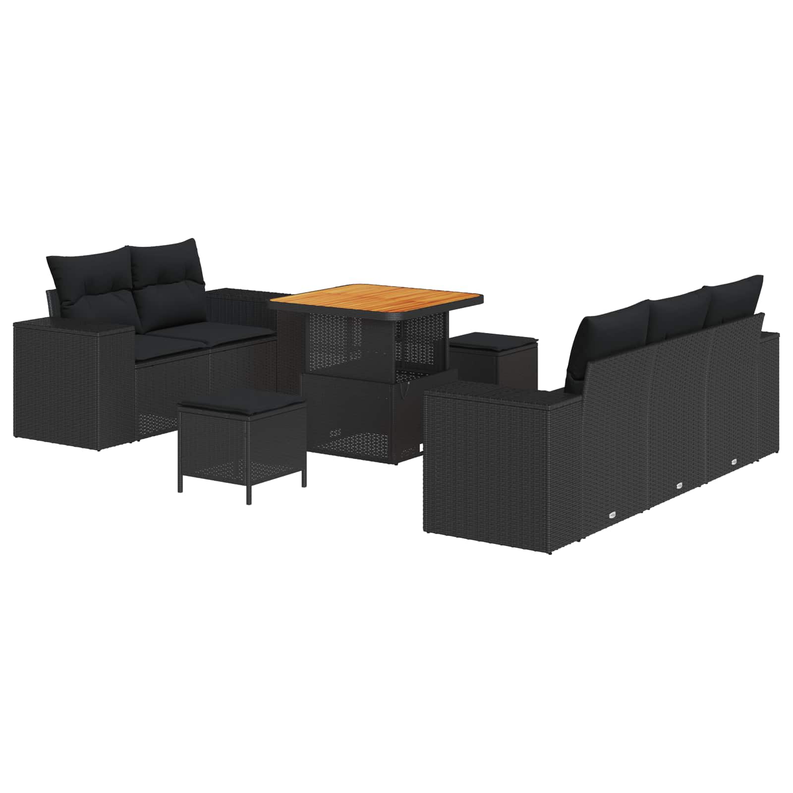 Garden Sofa Set with Cushion 8 pcs Black Poly Rattan