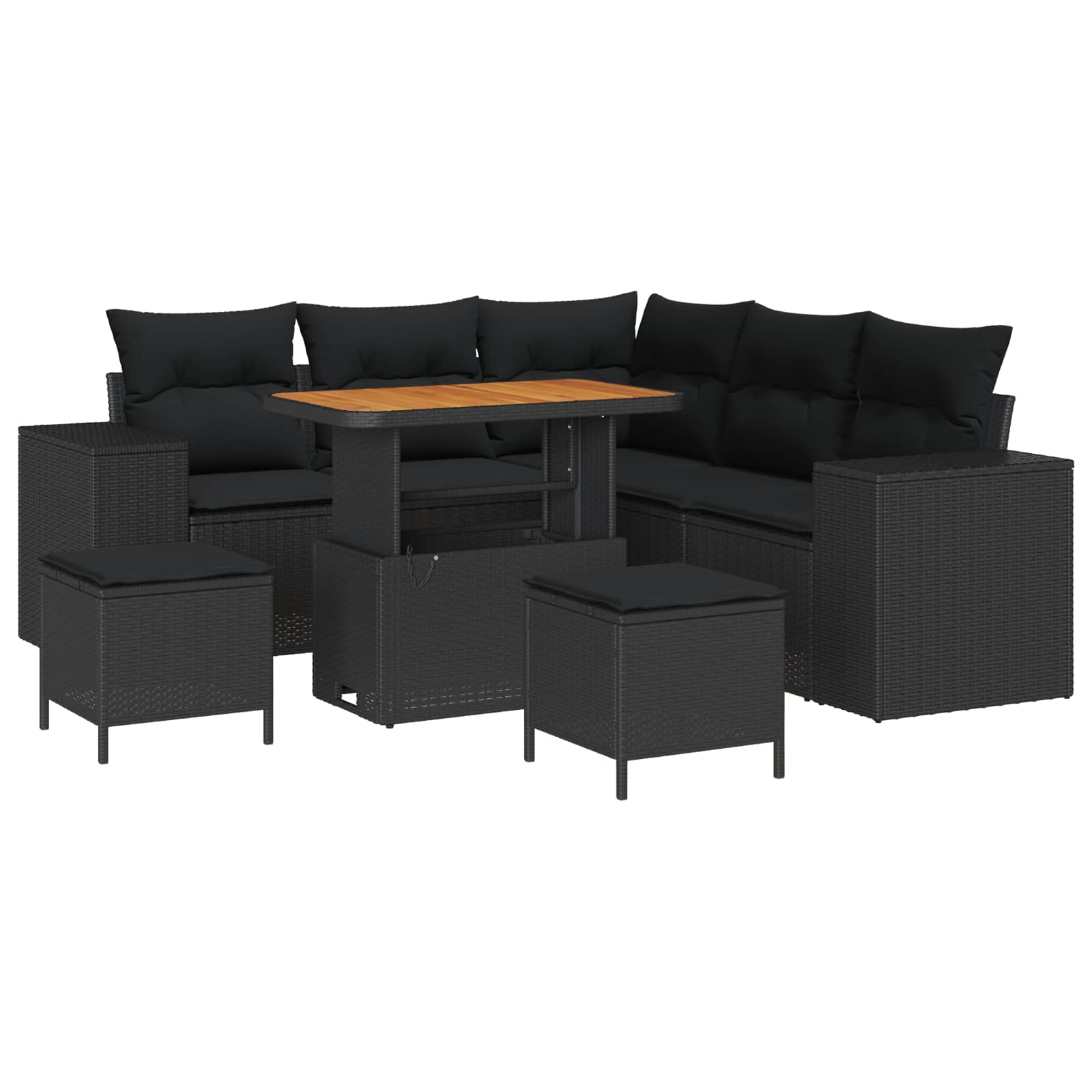 Garden Sofa Set 8 pcs Black Poly Rattan