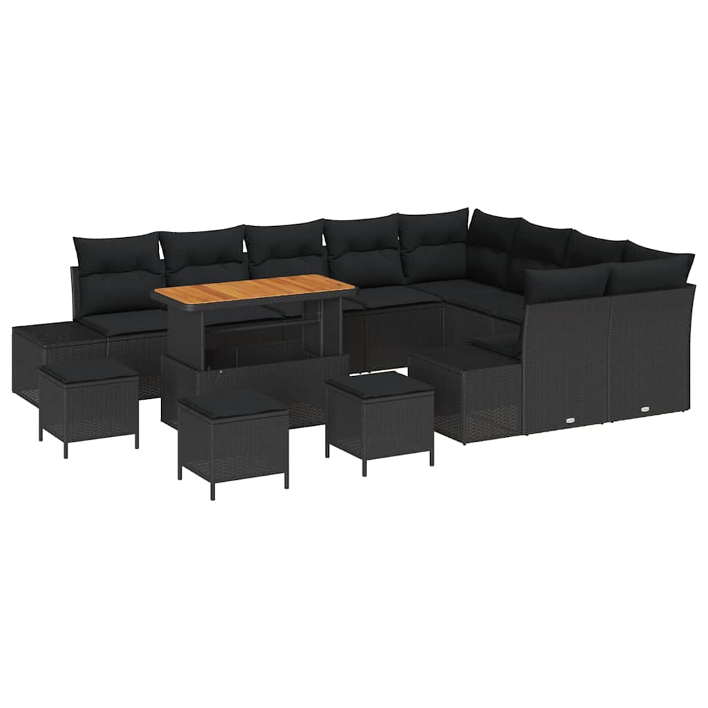 Garden Sofa Set with Storage 13 pcs Black Poly rattan