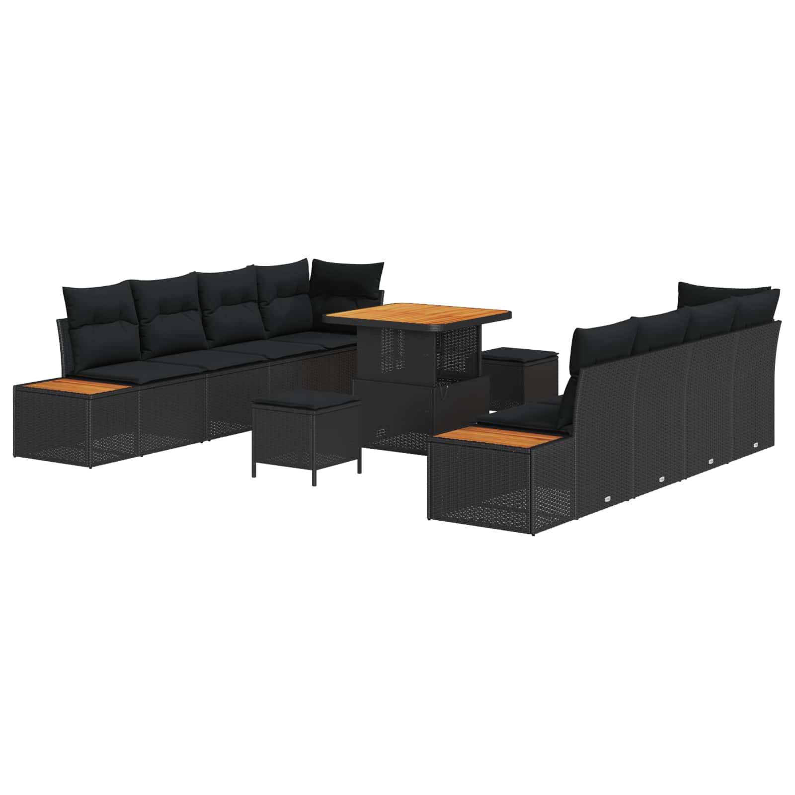 Garden Sofa Set 11 pcs Black Poly Rattan
