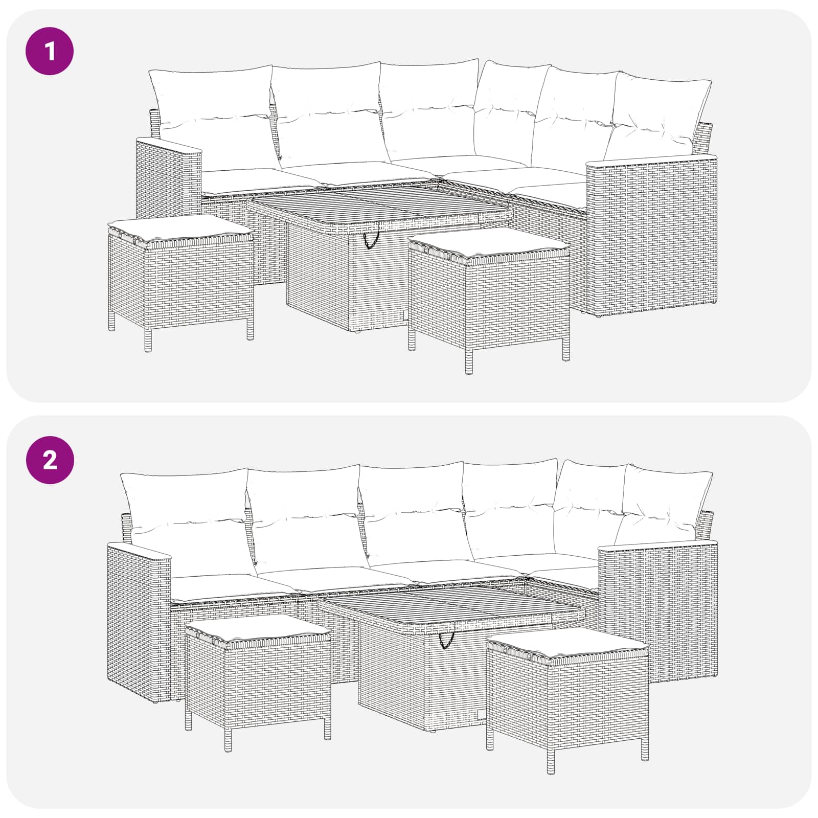 Garden Sofa Set 8 pcs Black Poly Rattan