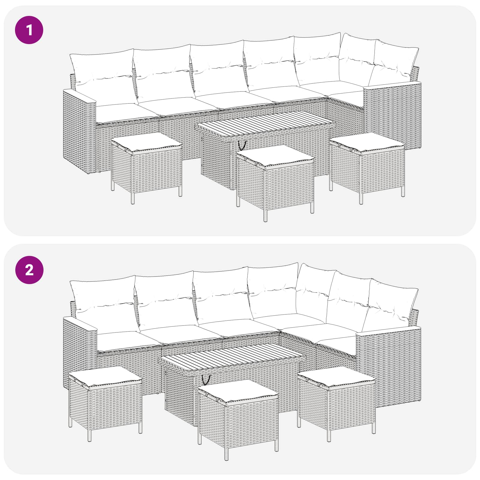Garden Sofa Set 10 pcs Black Poly Rattan
