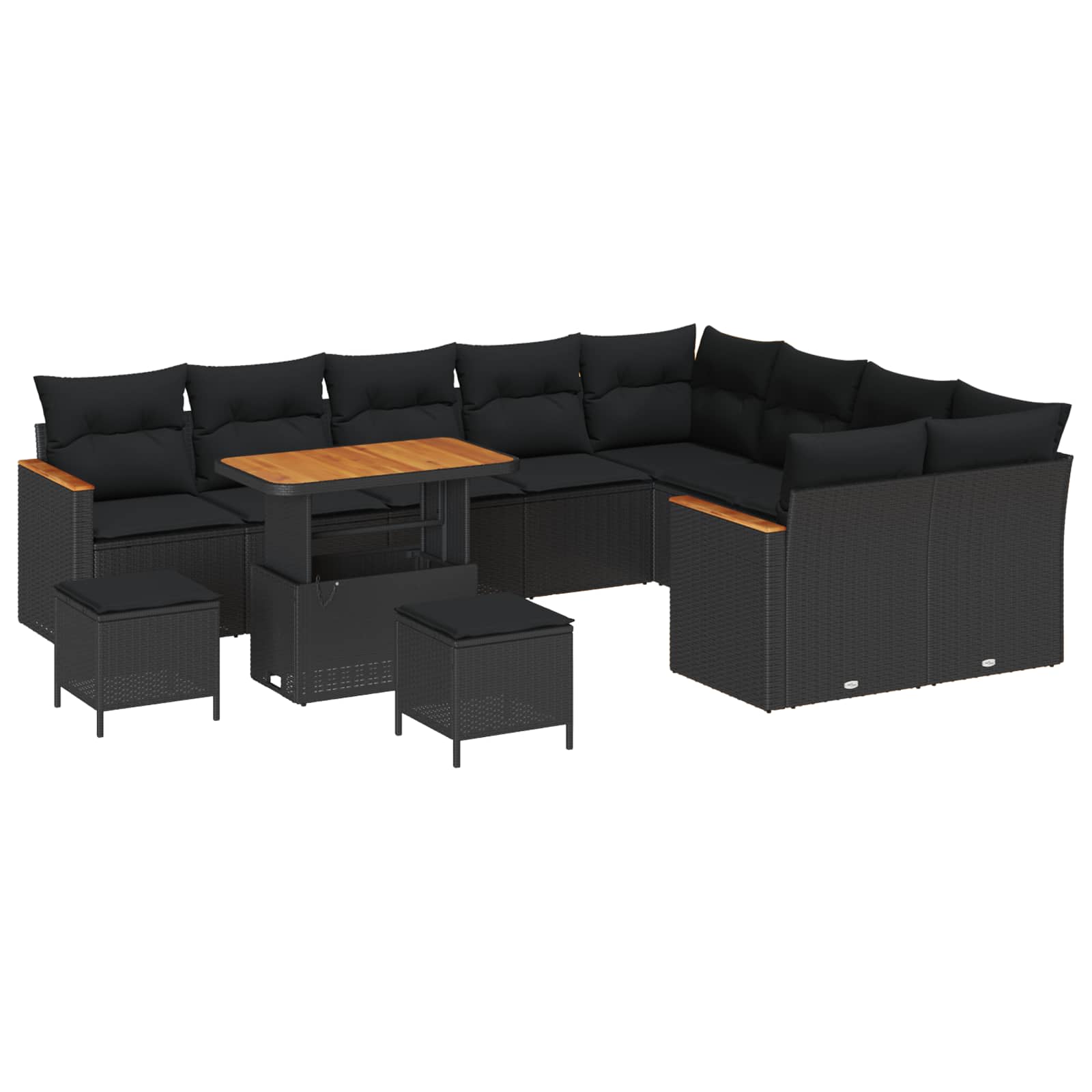 Garden Sofa Set 12 pcs Black Poly Rattan