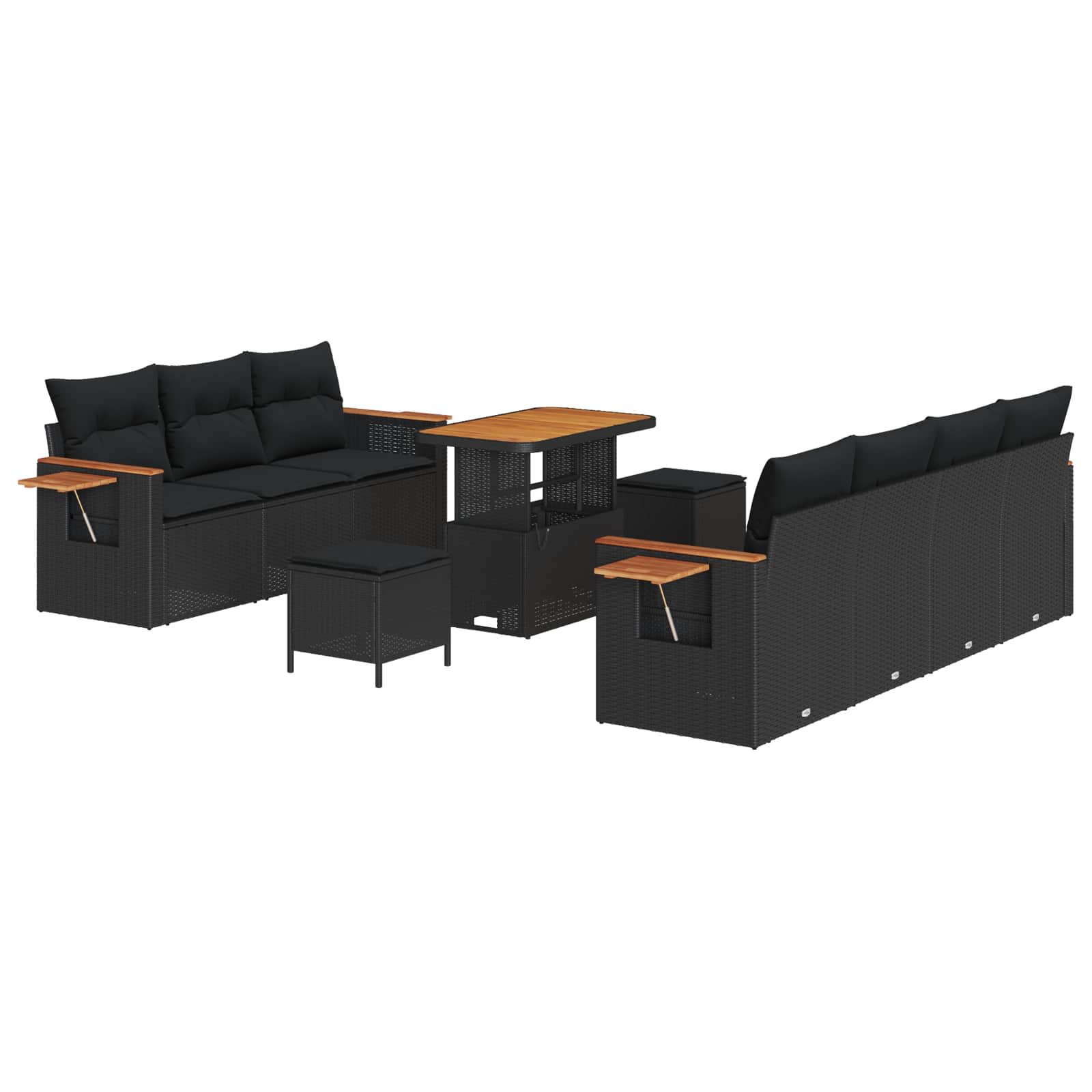 Garden Sofa Set 10 pcs Black Poly Rattan
