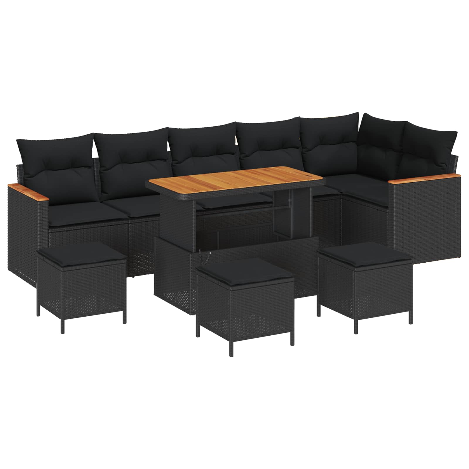 Garden Sofa Set 10 pcs Black Poly Rattan