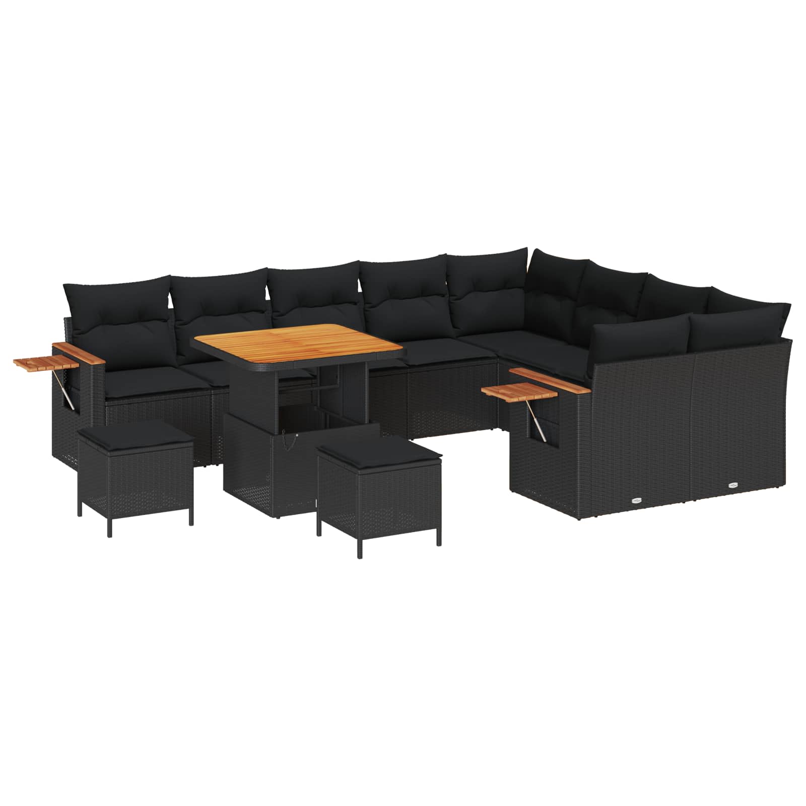 Garden Sofa Set 12 pcs Black Poly Rattan
