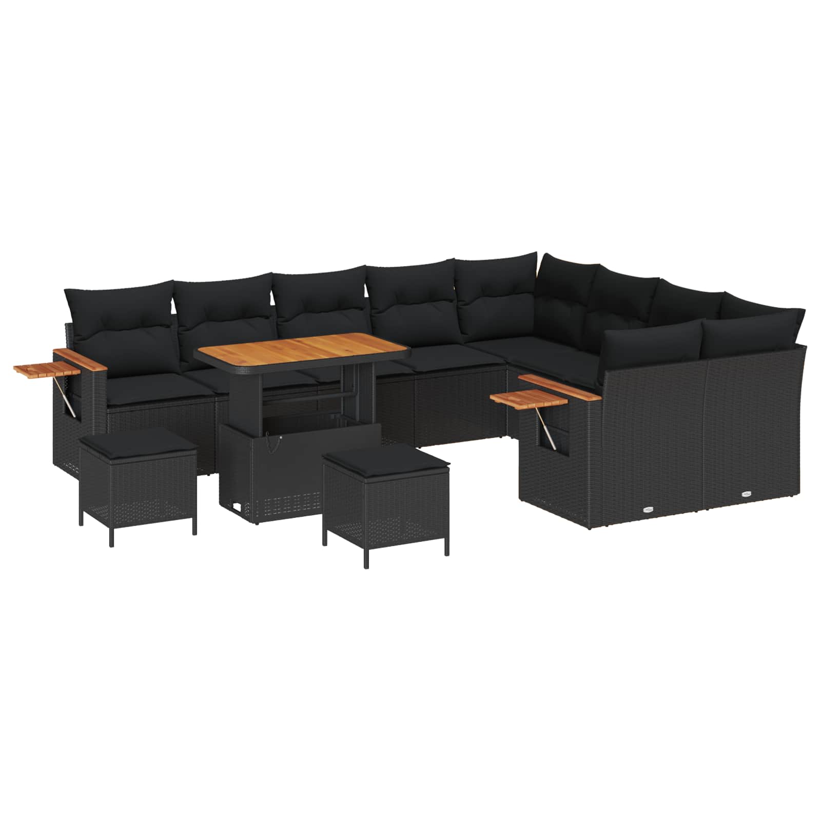 Garden Sofa Set 12 pcs Black Poly Rattan