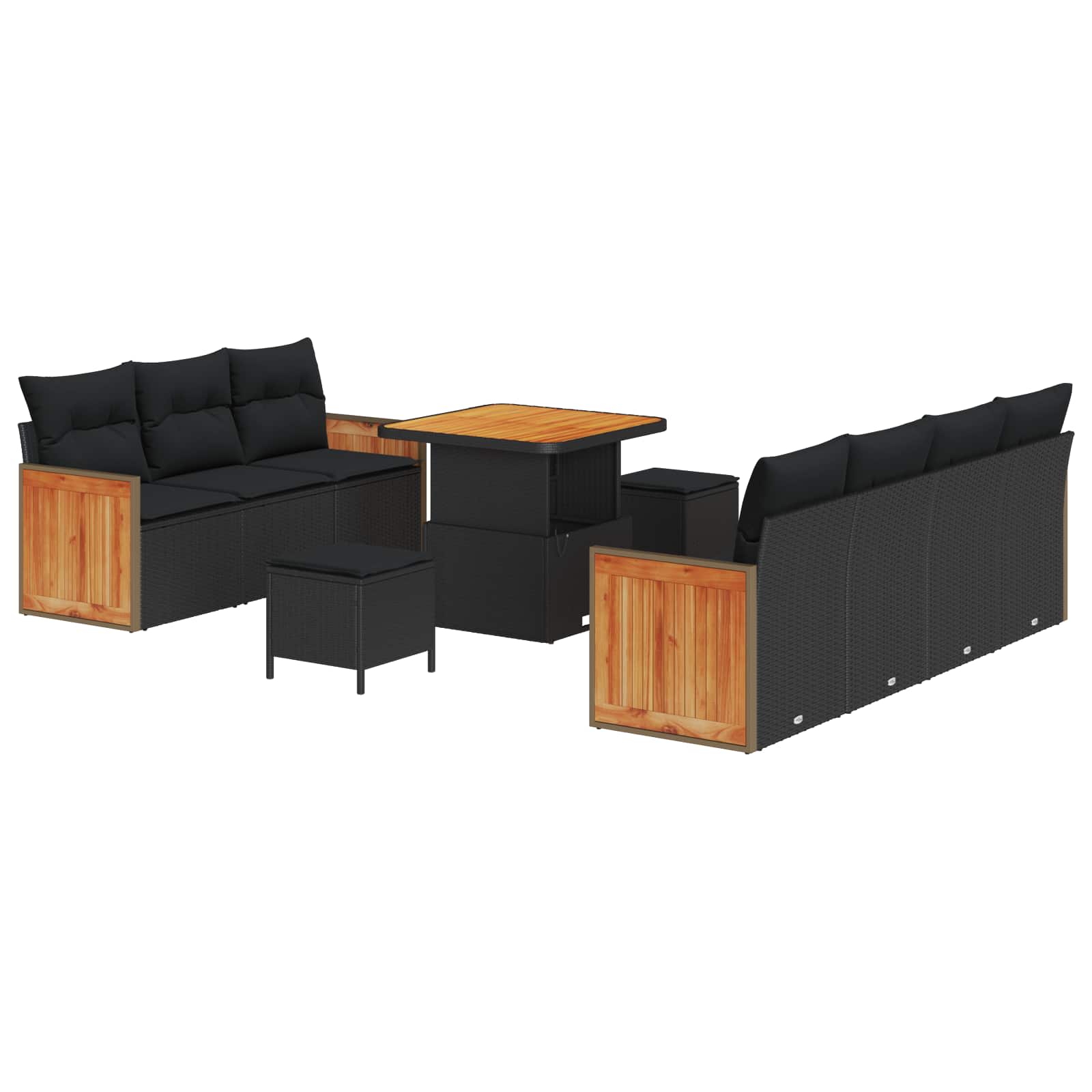 Garden Sofa Set with Cushion 10 pcs Black