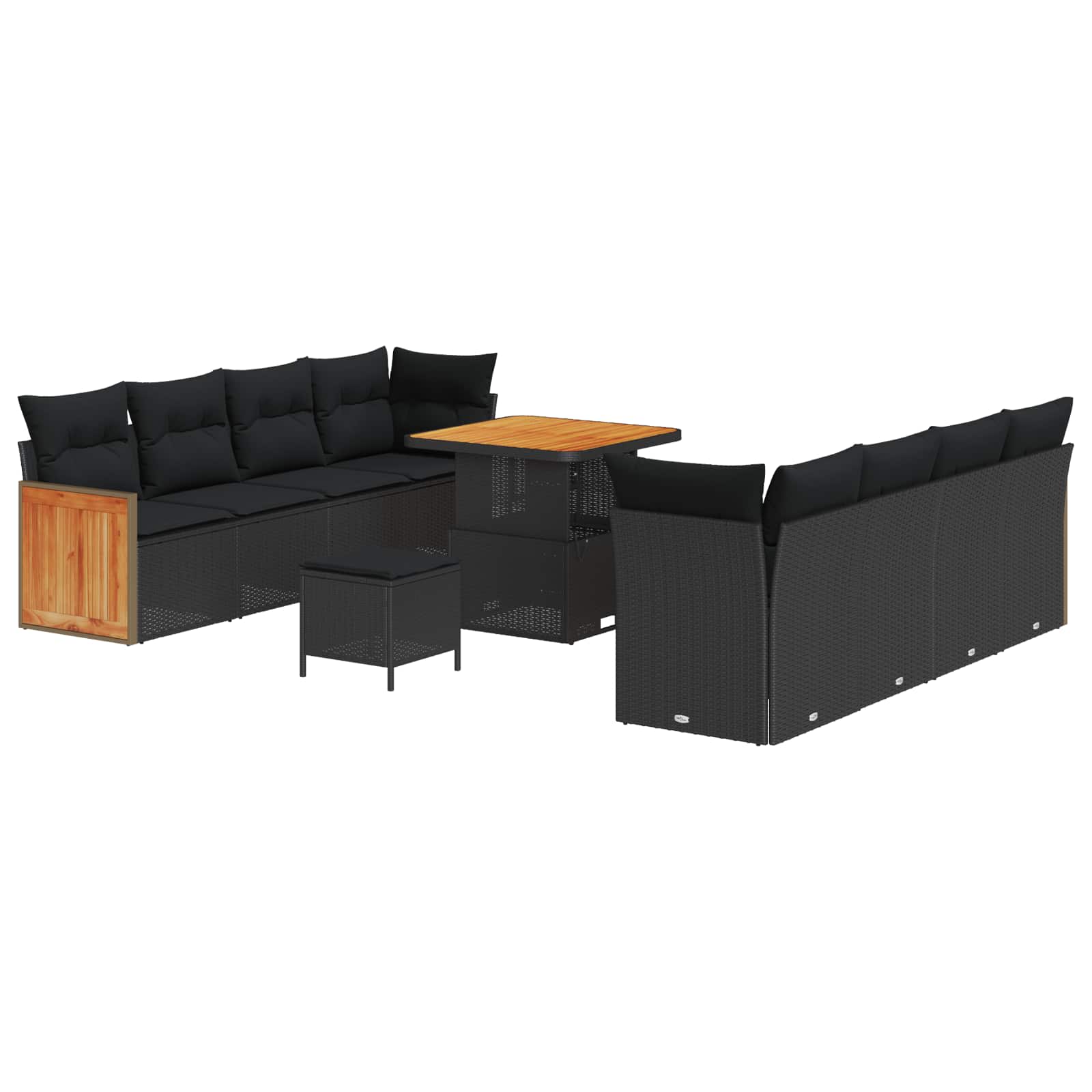 Garden Sofa Set with Cushion 11 pcs Black