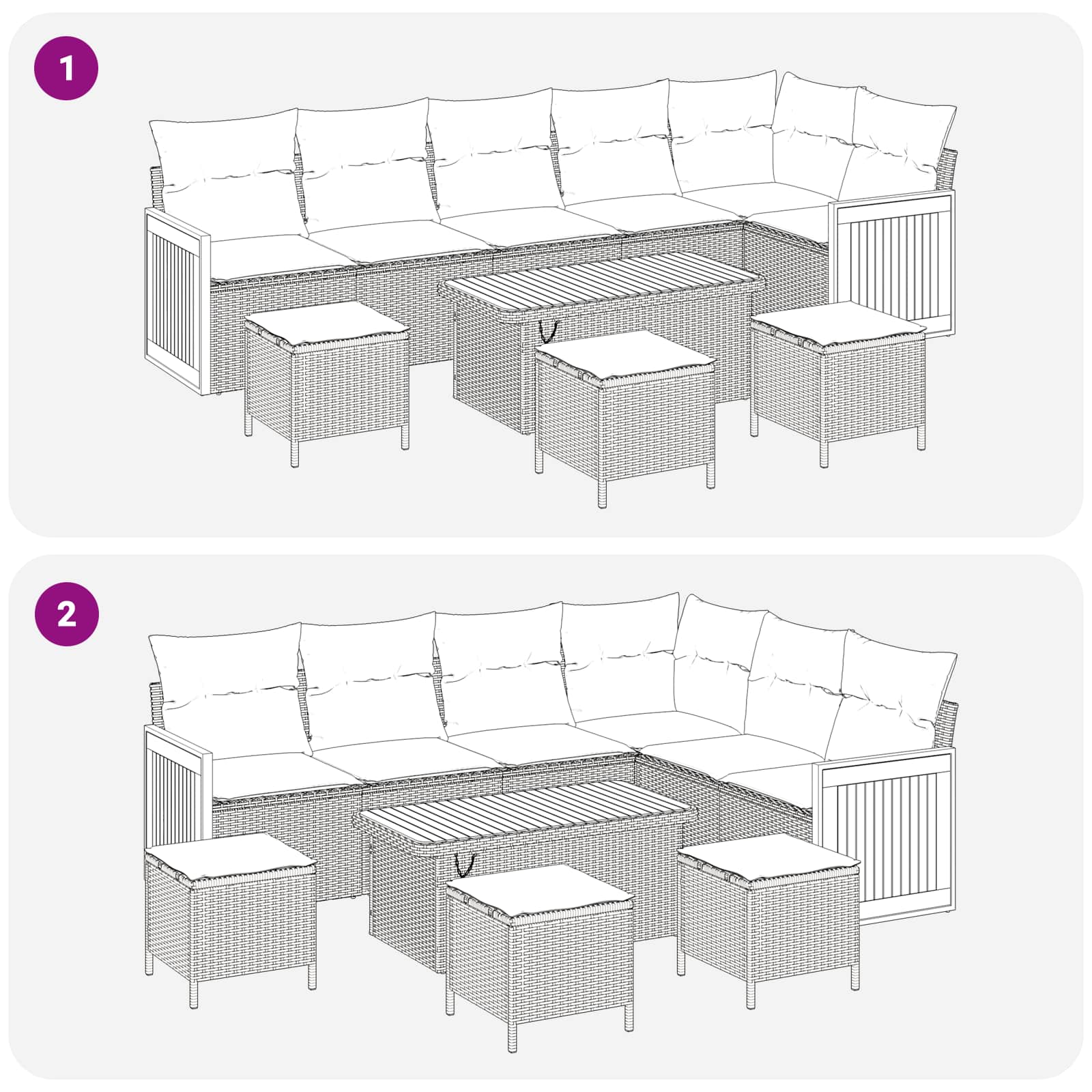 Garden Sofa Set with Cushion 10 pcs Black