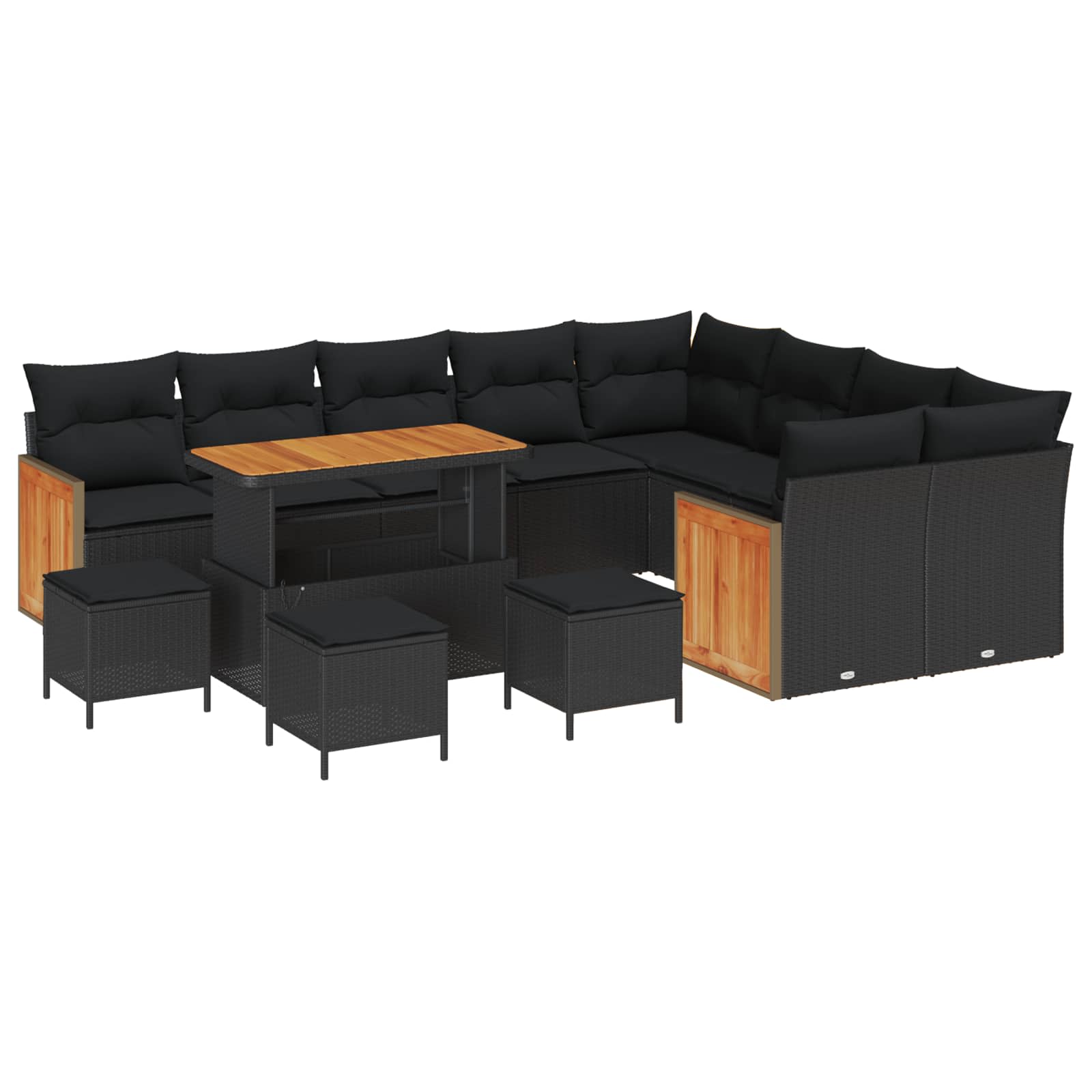 Garden Sofa Set with Cushion 13 pcs Black