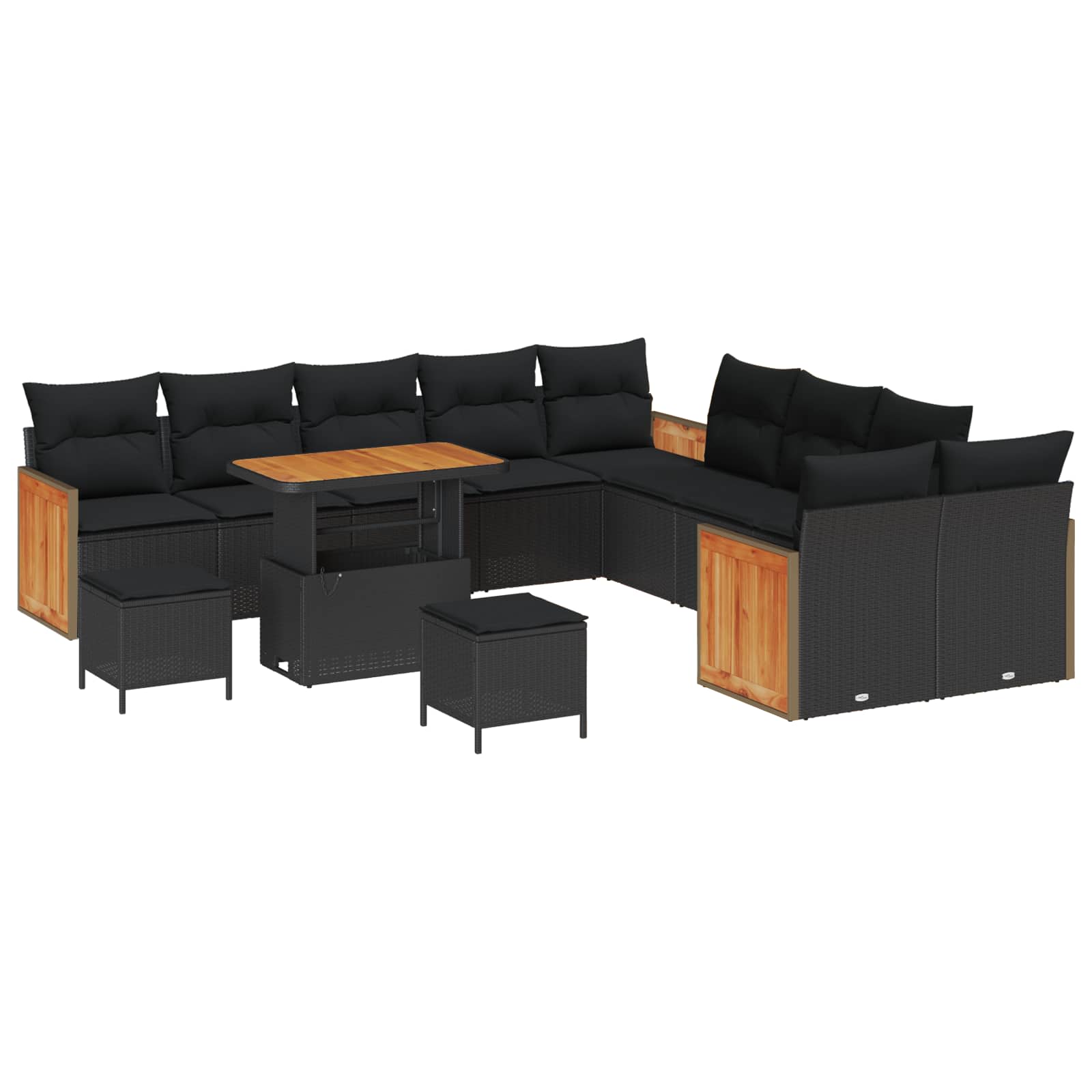 Garden Sofa Set with Cushion 13 pcs Black