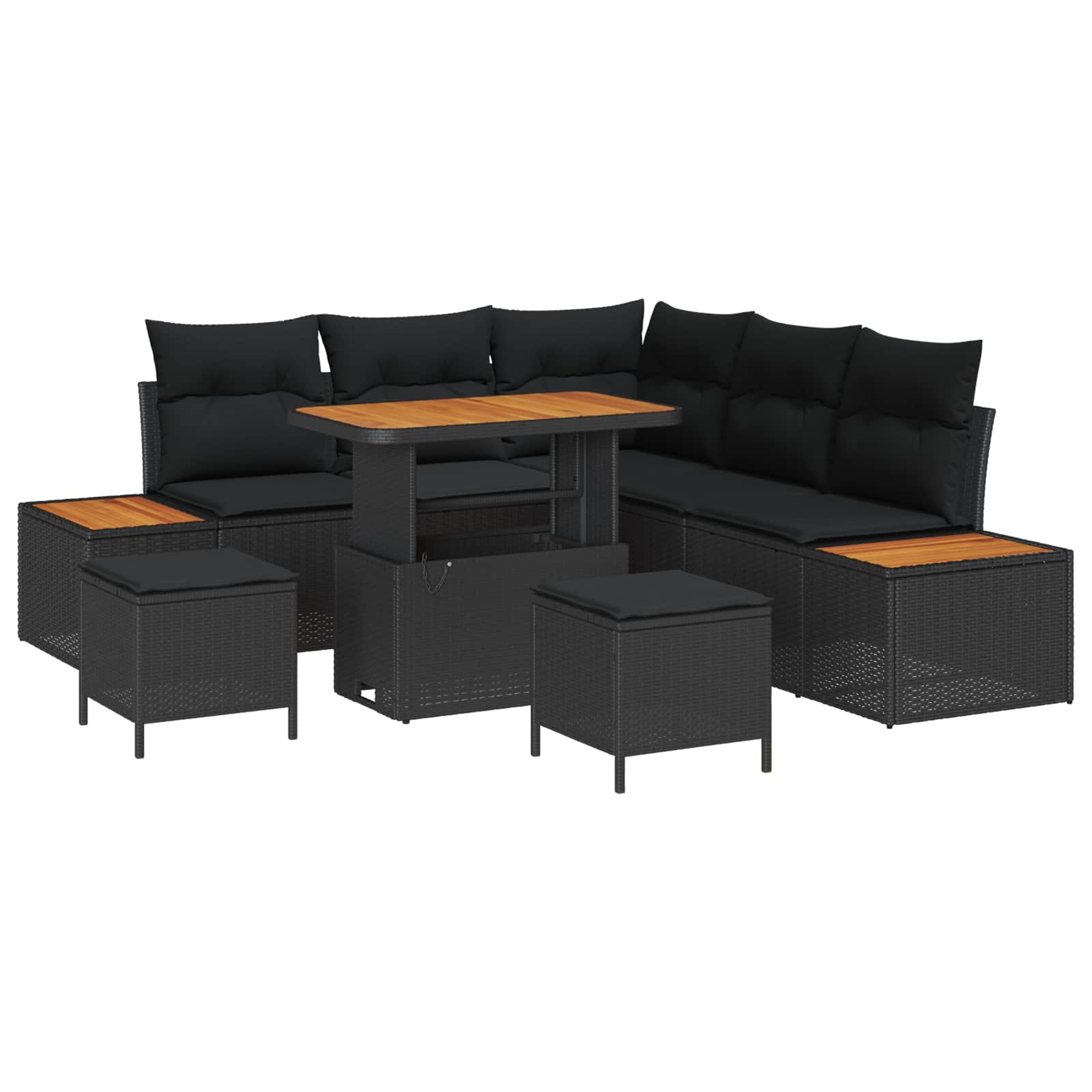 Garden Sofa Set 8 pcs Black Poly Rattan and Powder-coated Steel