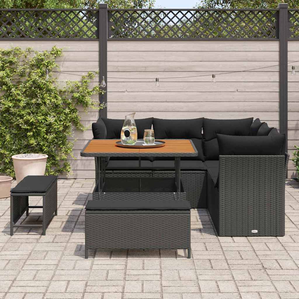 Garden Sofa Set with Cushion 8 pcs Black 100 x 100 x 71 cm