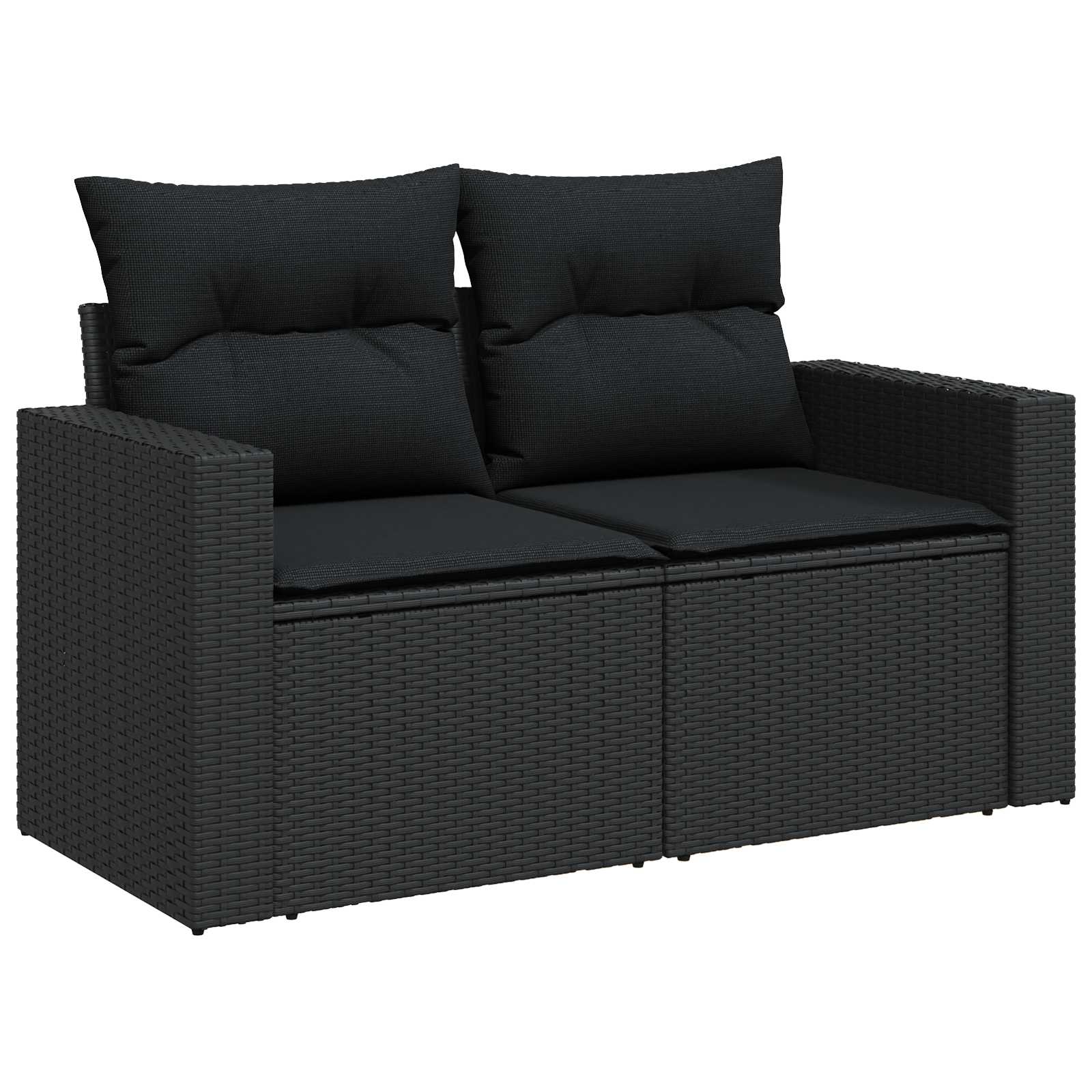 Garden Sofa Set with Cushion 9 pcs Black Poly Rattan