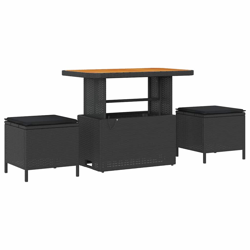 Garden Sofa Set with Storage 9 pcs Black Poly rattan