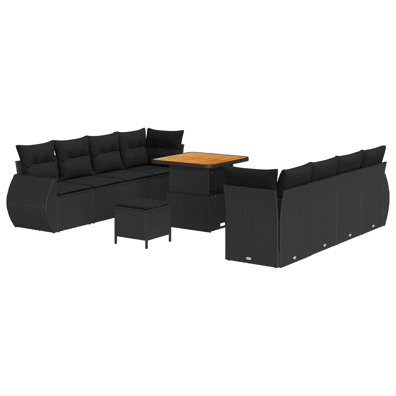 Garden Sofa Set with Storage 11 pcs Black Poly rattan