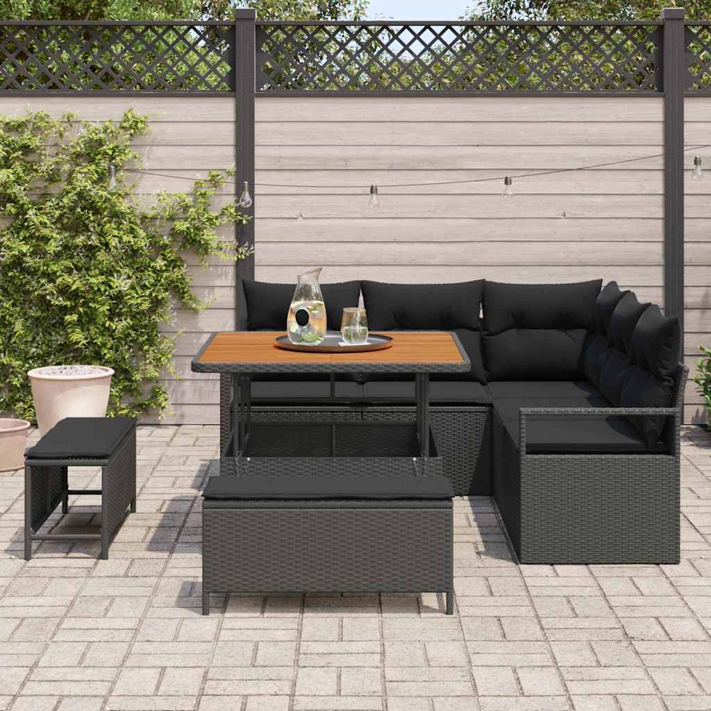 Garden Sofa Set with Cushion 8 pcs Black 100 x 100 x 71 cm