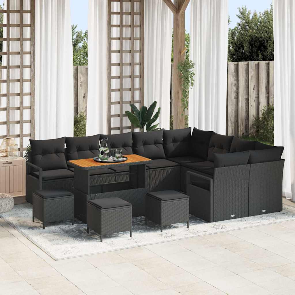 Garden Sofa Set with Cushion 13 pcs Black 110 x 55 x 71 cm