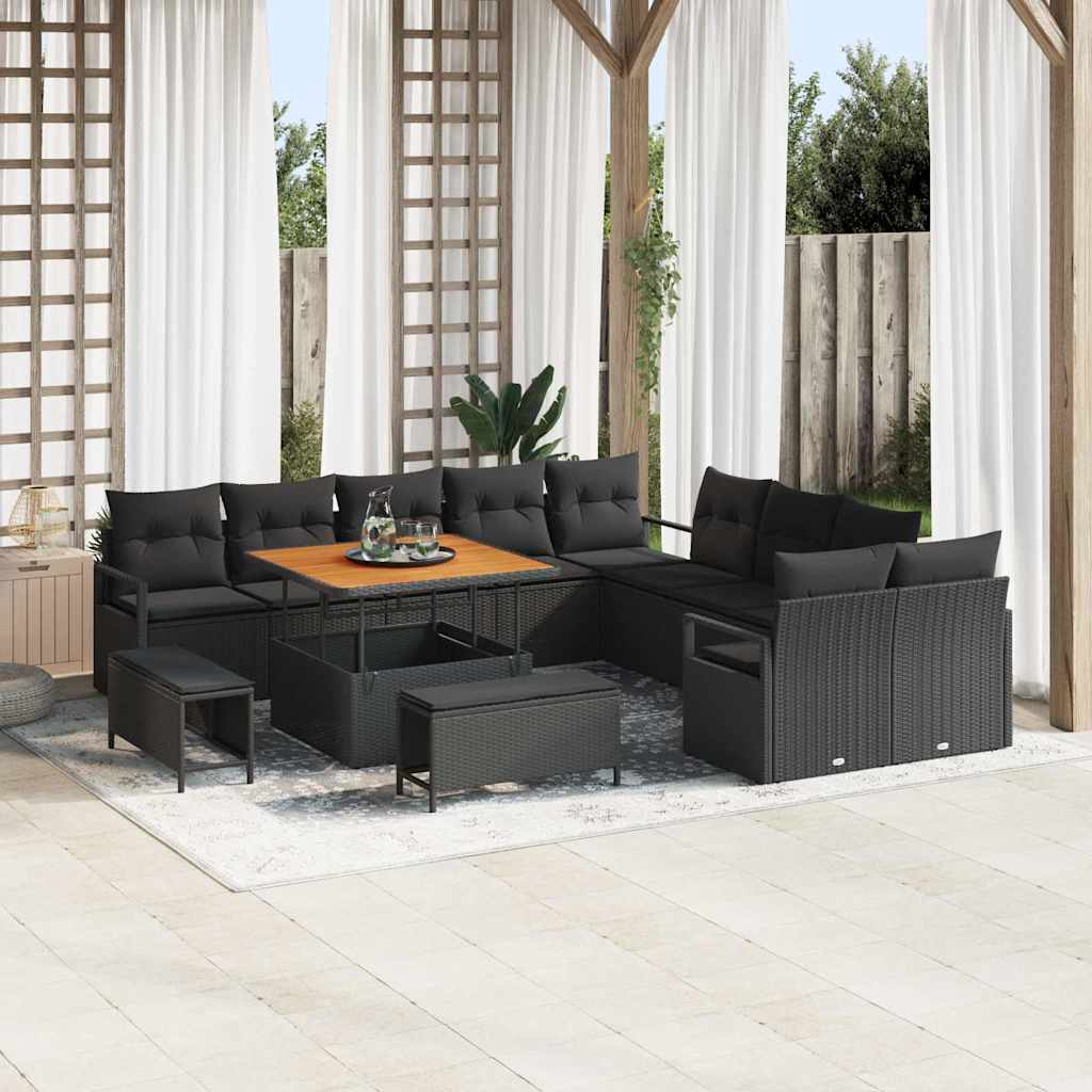 Garden Sofa Set with Cushion 13 pcs Black 100 x 100 x 71 cm