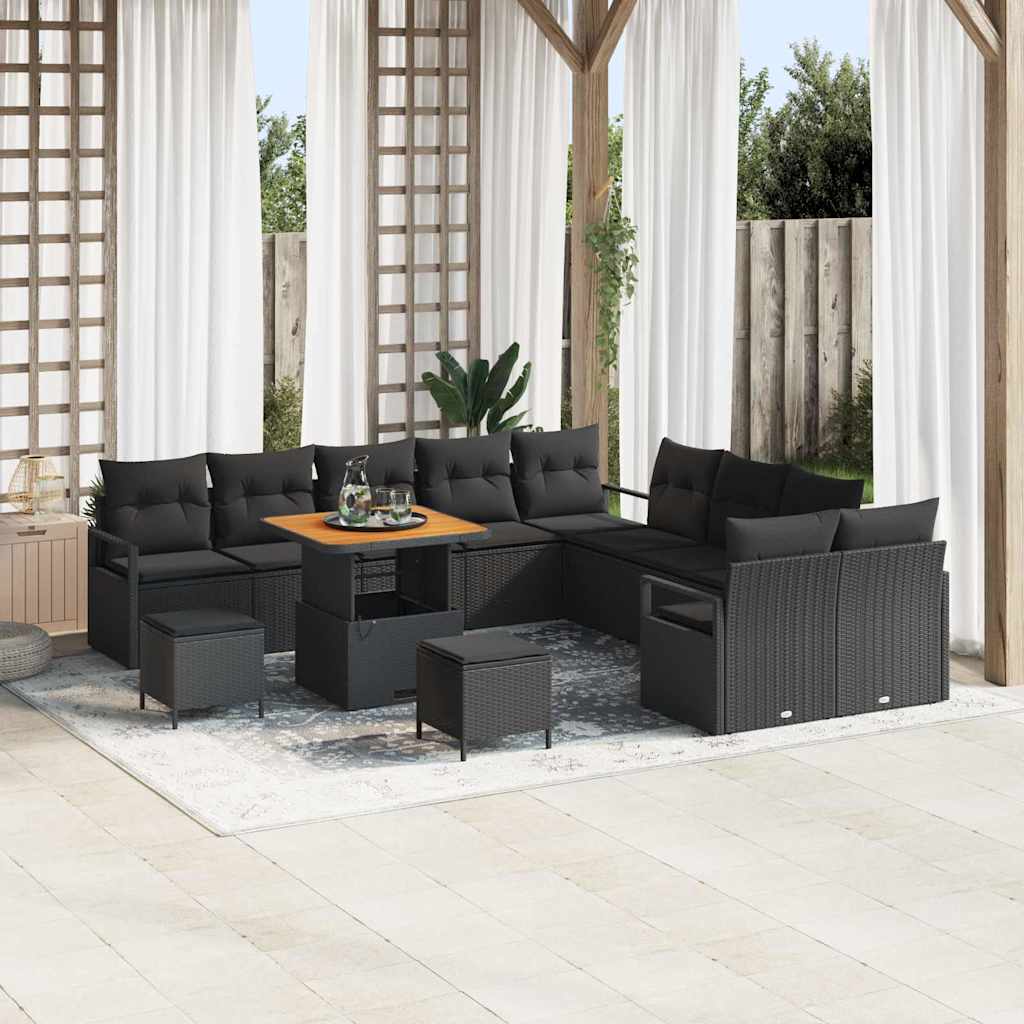 Garden Sofa Set with Cushion 13 pcs Black 80 x 80 x 71 cm